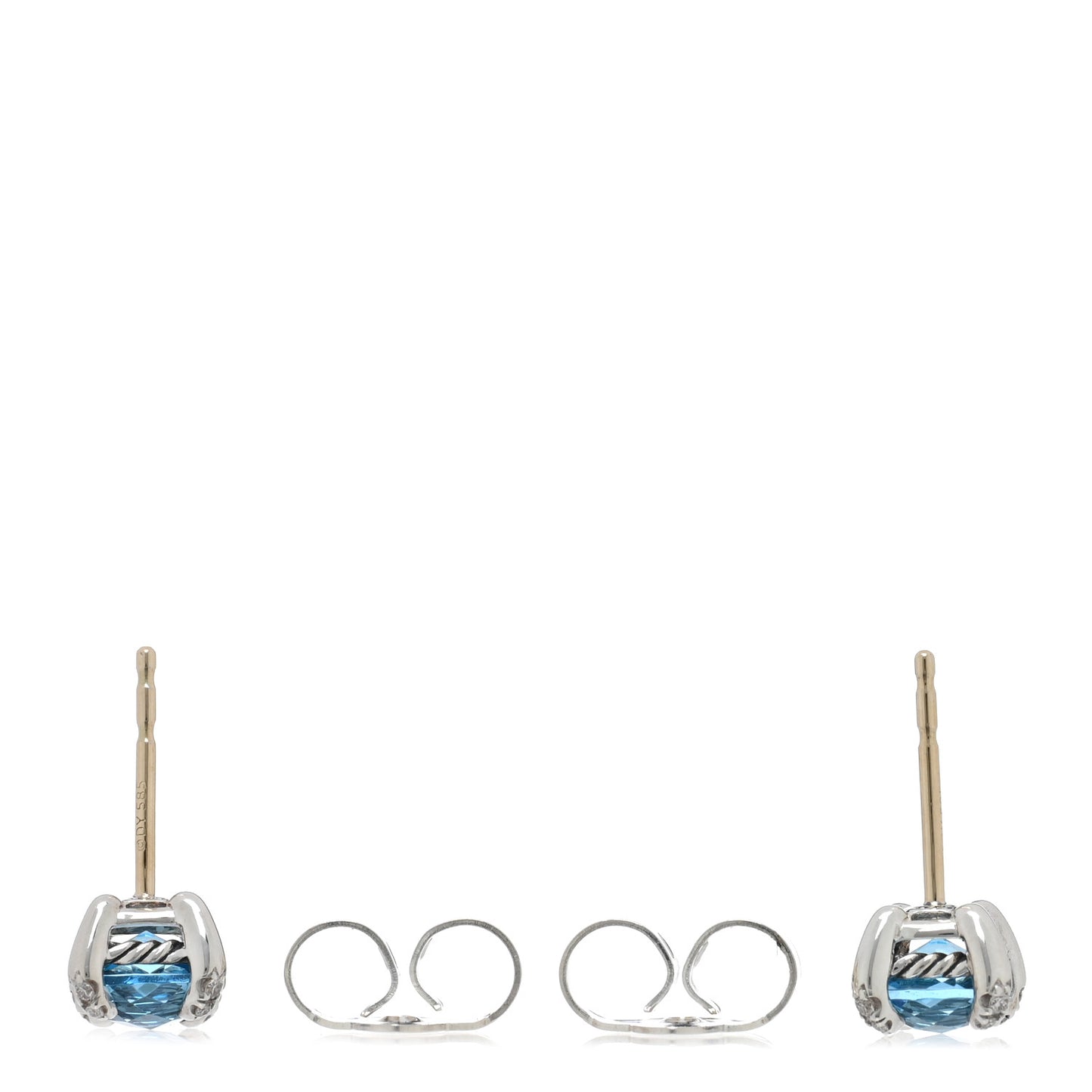 Sterling Silver Diamond Blue Topaz Petite Chatelaine Earrings