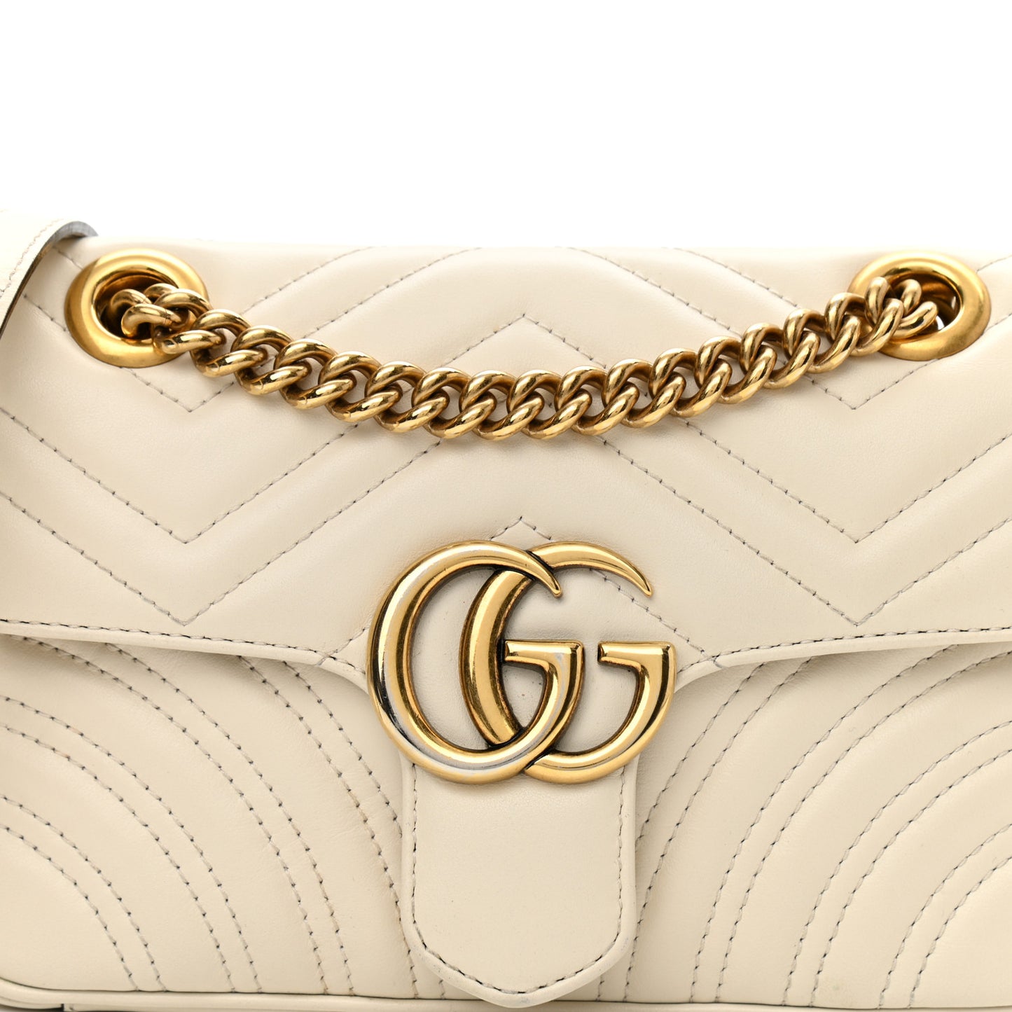 Calfskin Matelasse Mini GG Marmont Shoulder Bag White