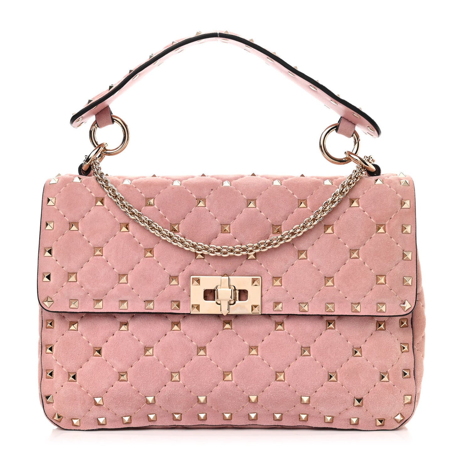 Suede Medium Rockstud Spike Shoulder Bag Loto