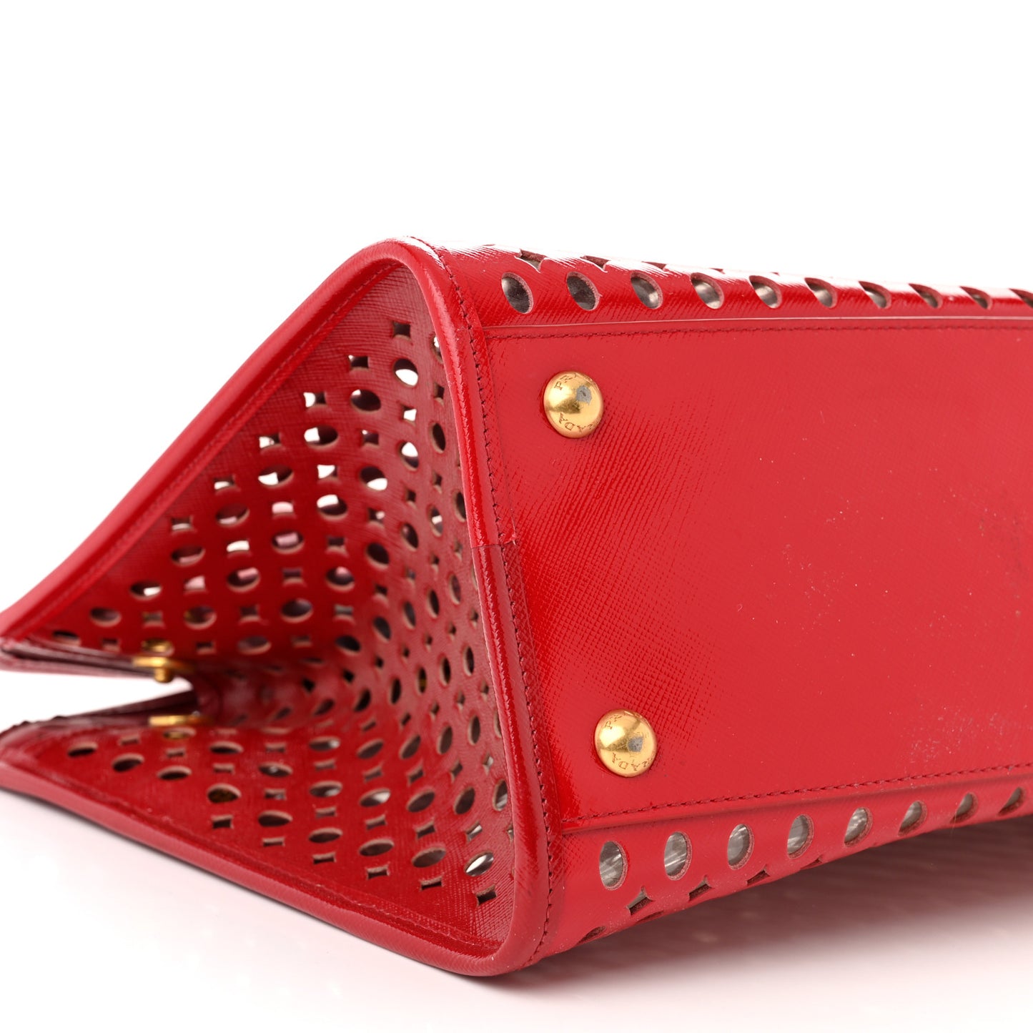 Saffiano Perforated Tote Red