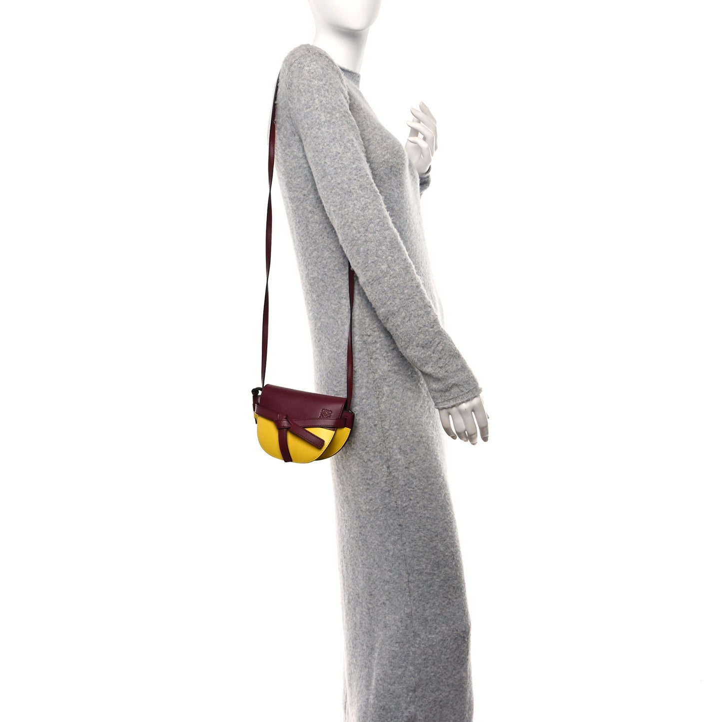 Calfskin Mini Gate Crossbody Bag Wine Yellow
