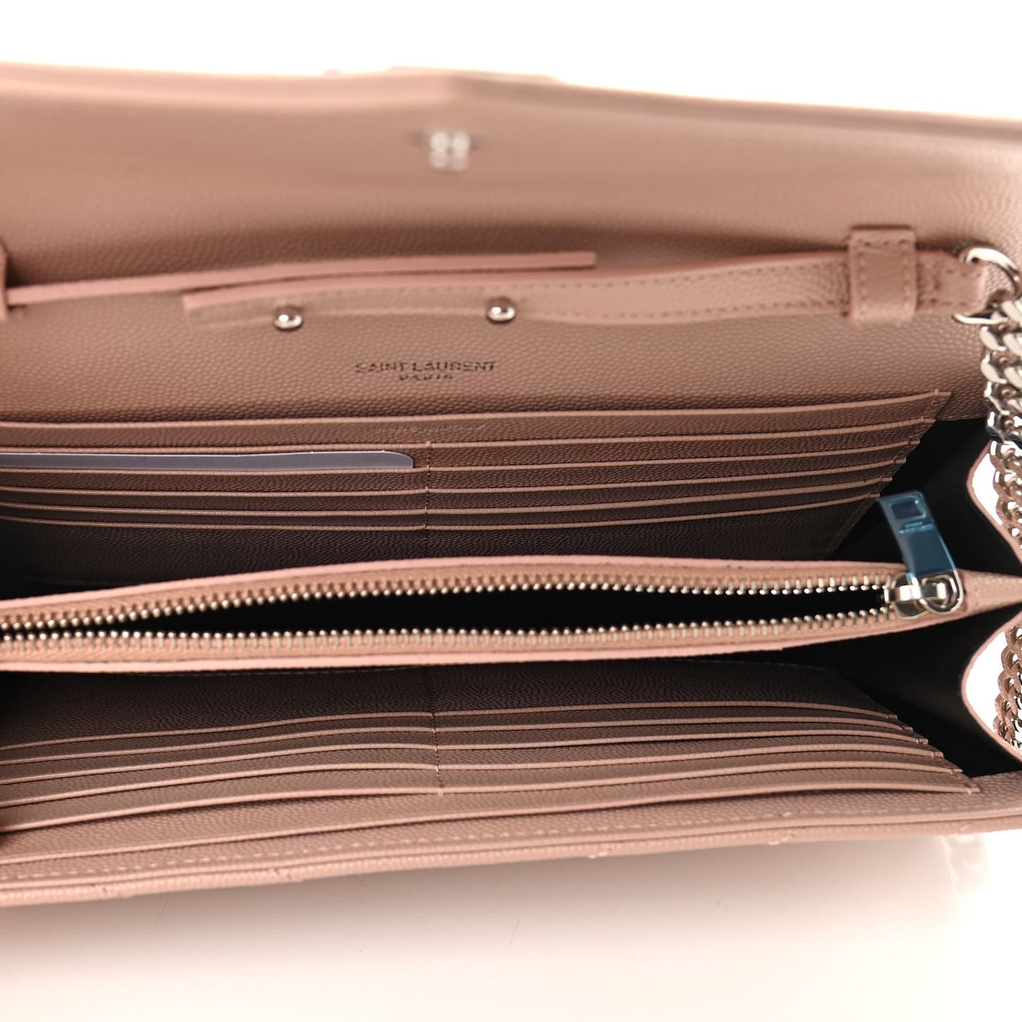 Grain De Poudre Matelasse Chevron Monogram Chain Wallet Pale Pink