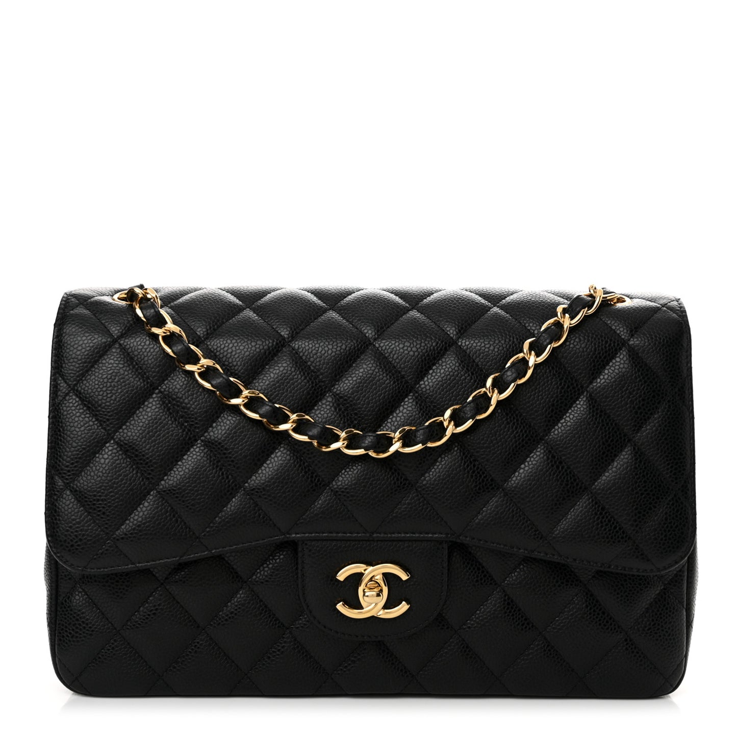 Caviar Quilted Jumbo Double Flap Black
