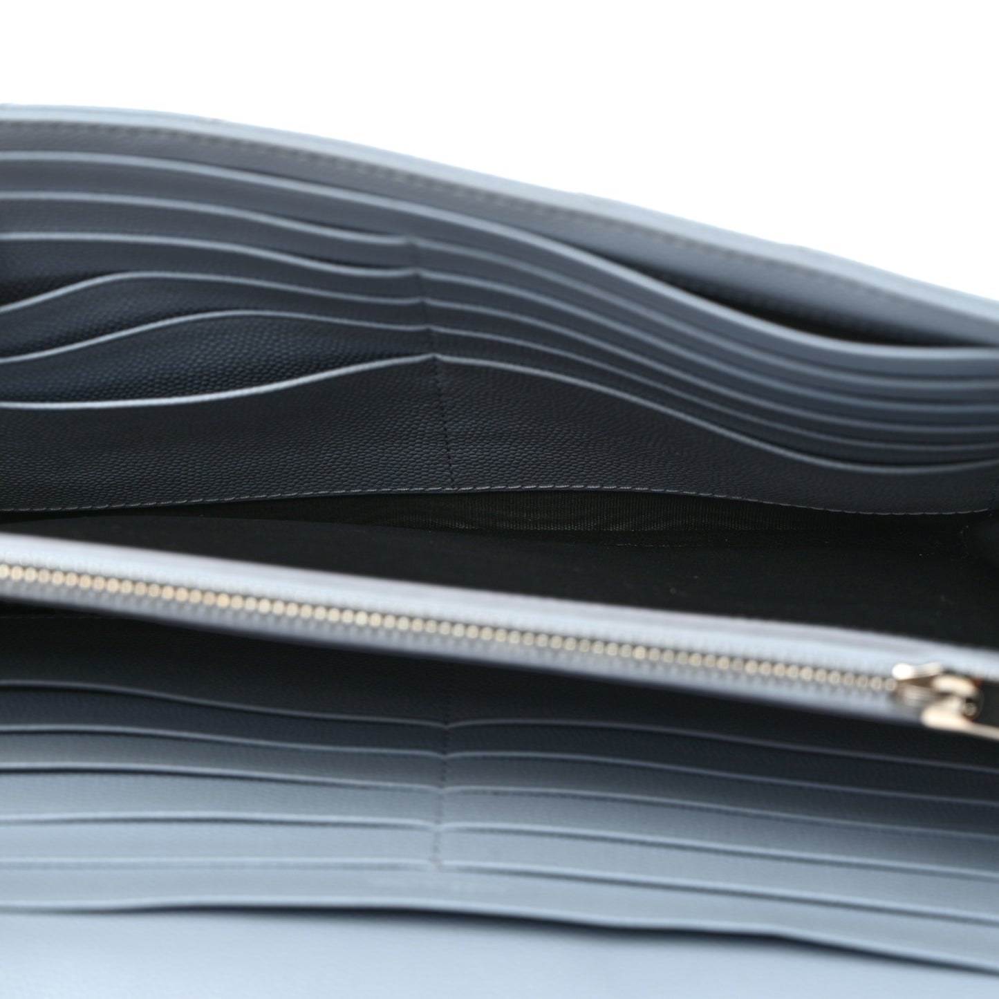 Grain De Poudre Matelasse Chevron Monogram Chain Wallet Sugar Paper
