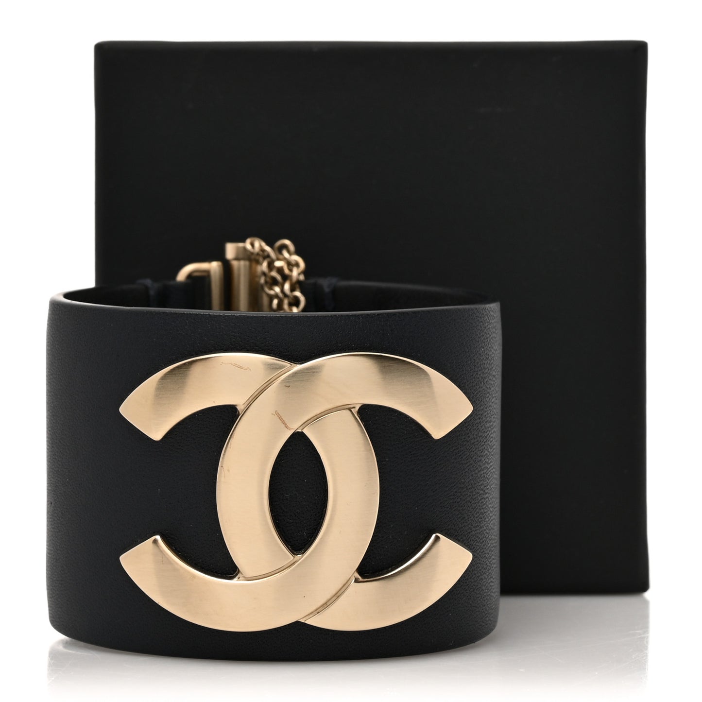Calfskin CC Wide Cuff S Black Gold