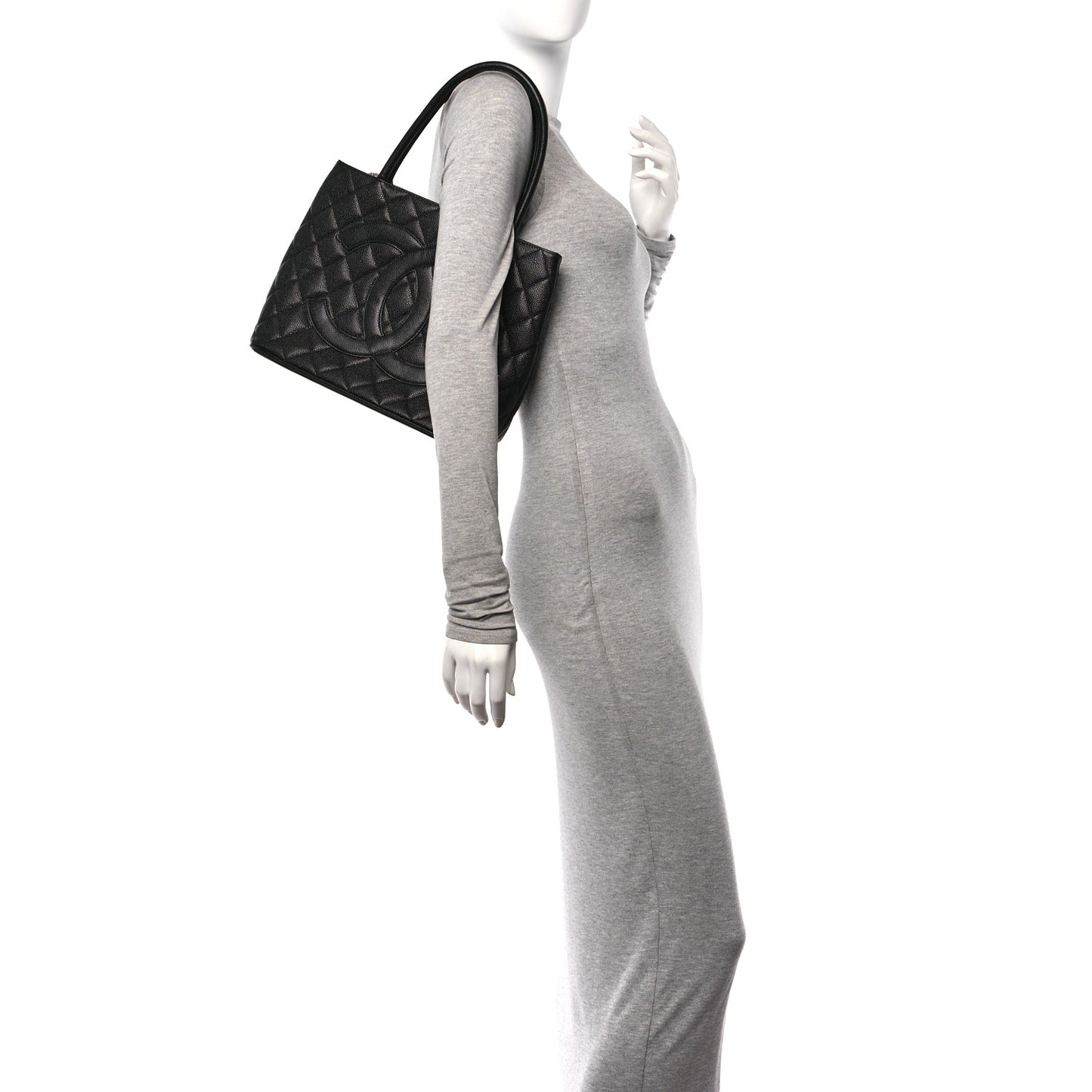 Caviar Quilted Medallion Tote Black