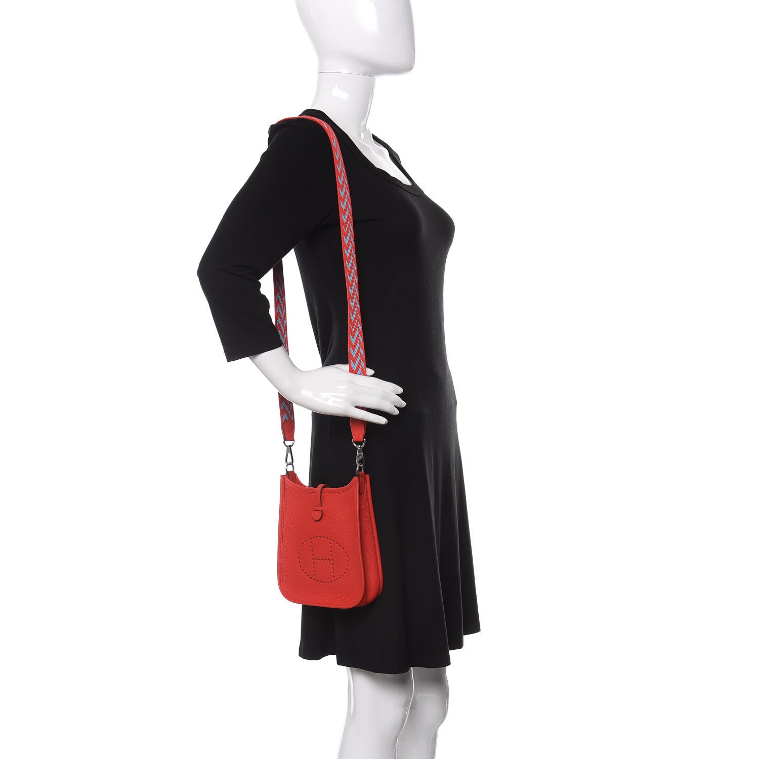 Hermes Taurillon Maurice Evelyne TPM Rouge De Coeur Bleu Du Nord 2 of 11