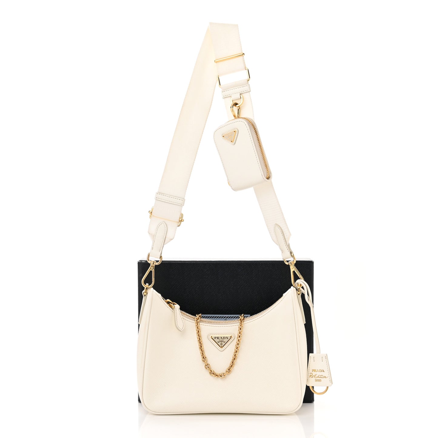 Saffiano Re-Edition 2005 Shoulder Bag White
