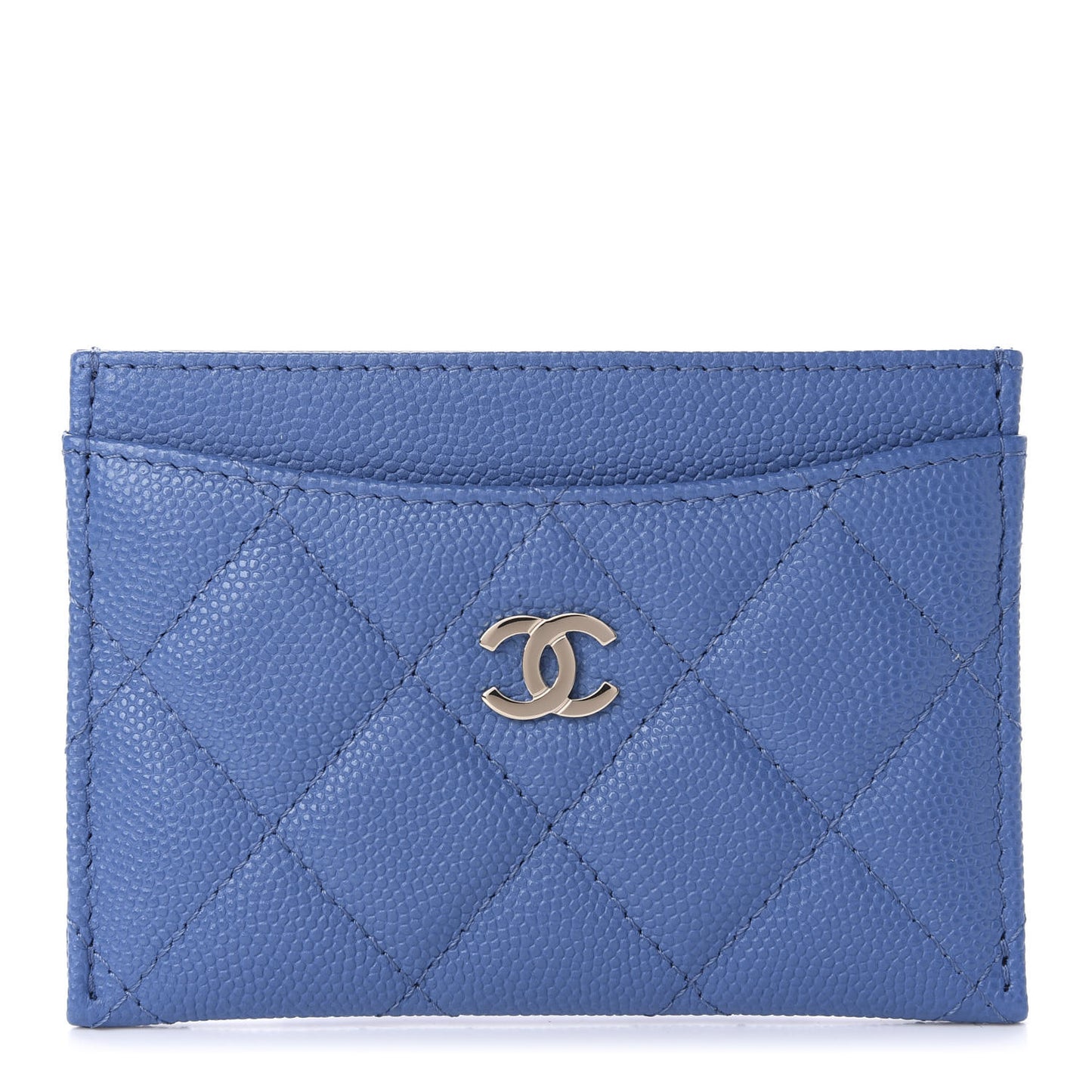 Caviar Quilted Card Holder Blue