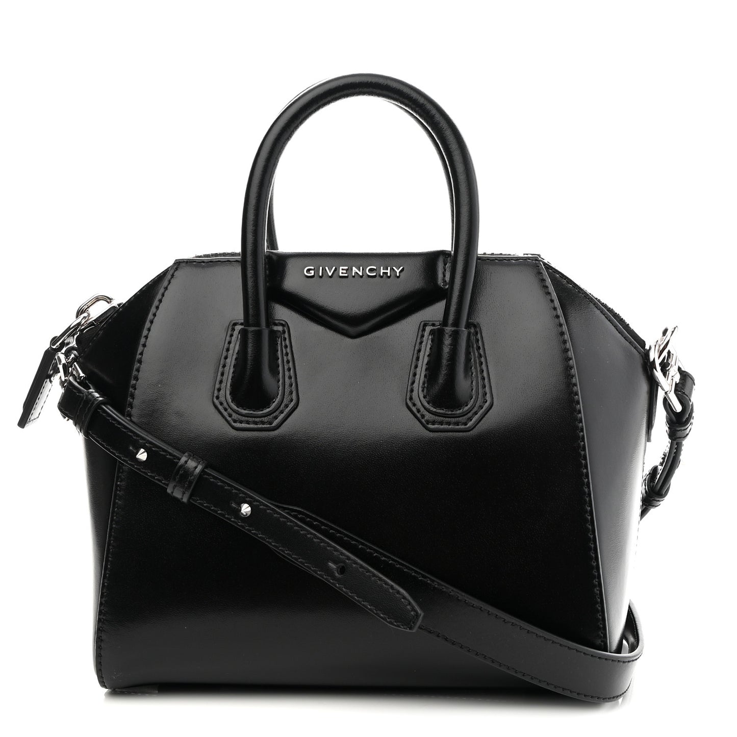 Shiny Lord Calfskin Mini Antigona Black