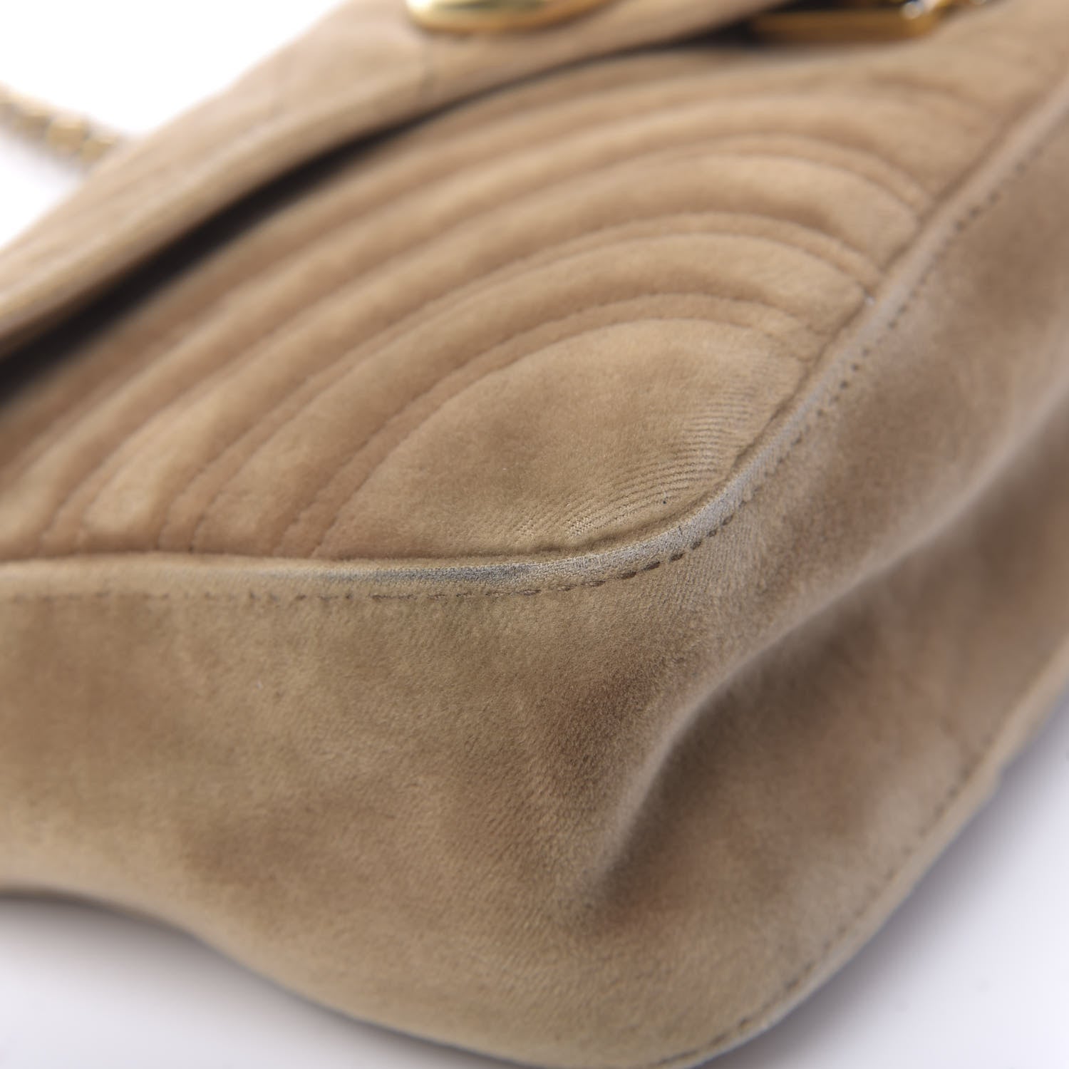 Gucci Velvet Matelasse Small GG Marmont Shoulder Bag Taupe 22 of 29