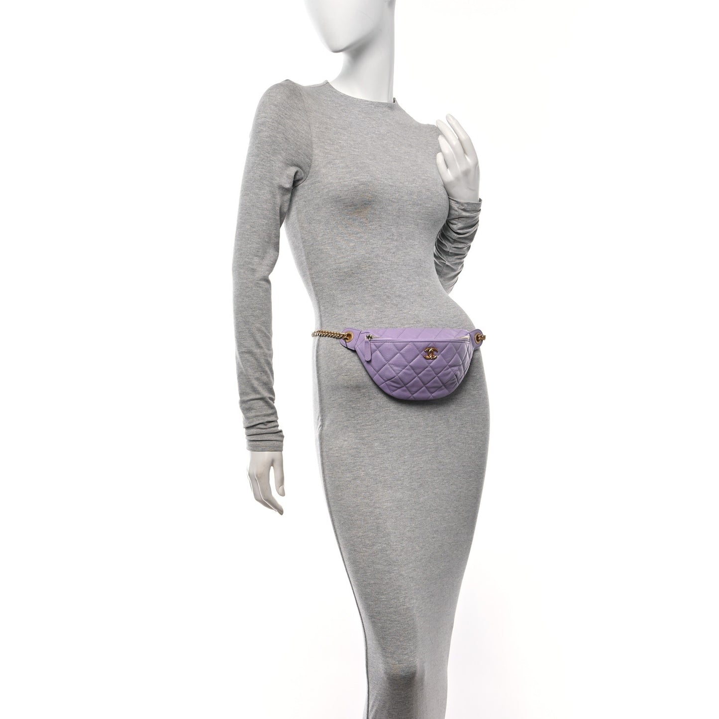 Caviar Quilted Sweetheart Belt Bag Light Purple