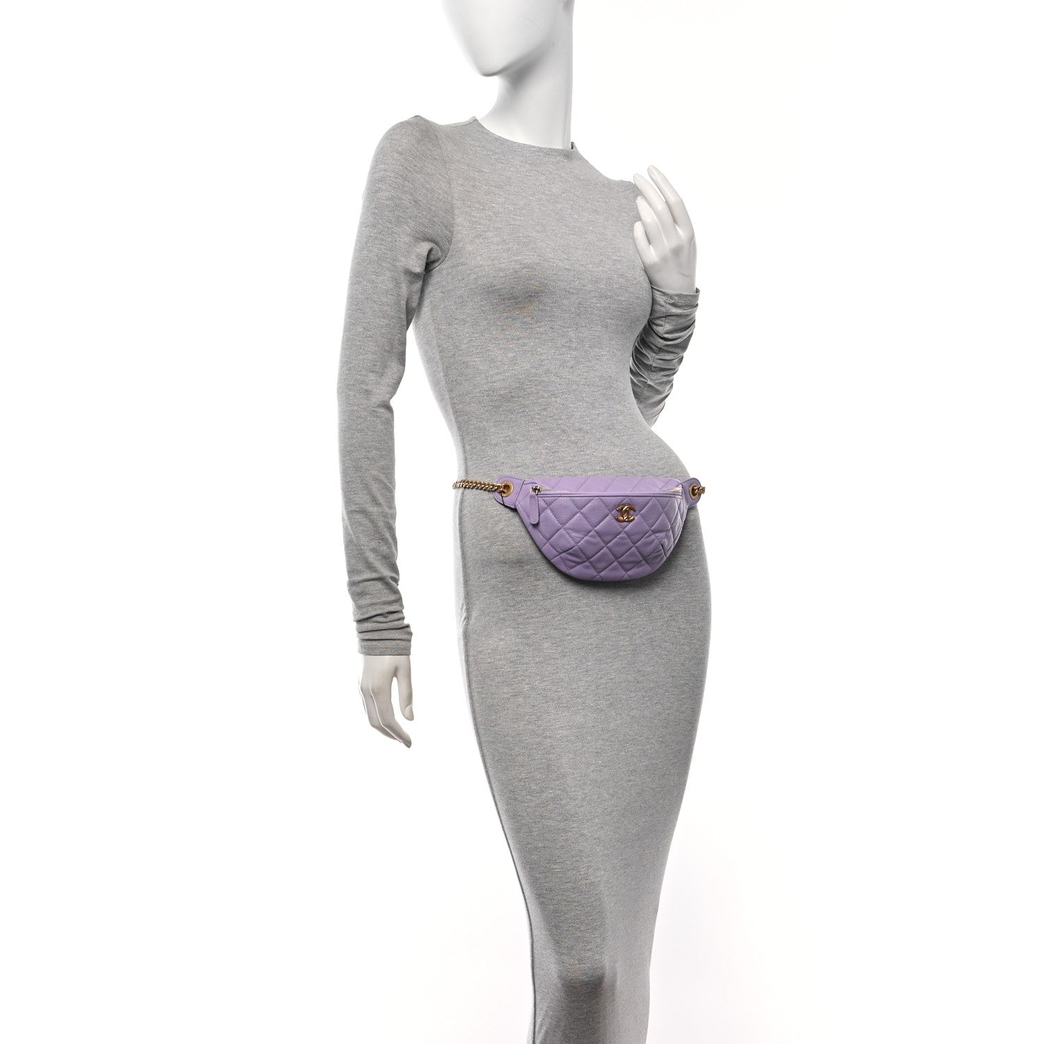 Chanel Caviar Quilted Sweetheart Belt Bag Light Purple 2 of 12