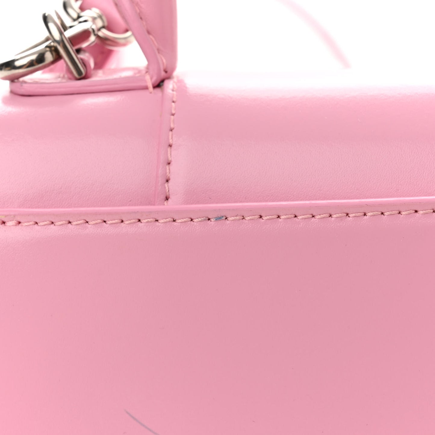 Shiny Box Calfskin Tonal B Hourglass Top Handle Bag XS Candy Pink