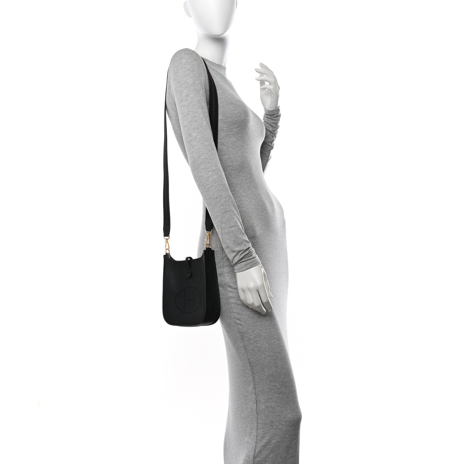 Hermes Taurillon Clemence Amazone Evelyne TPM Black Chocolate 2 of 13