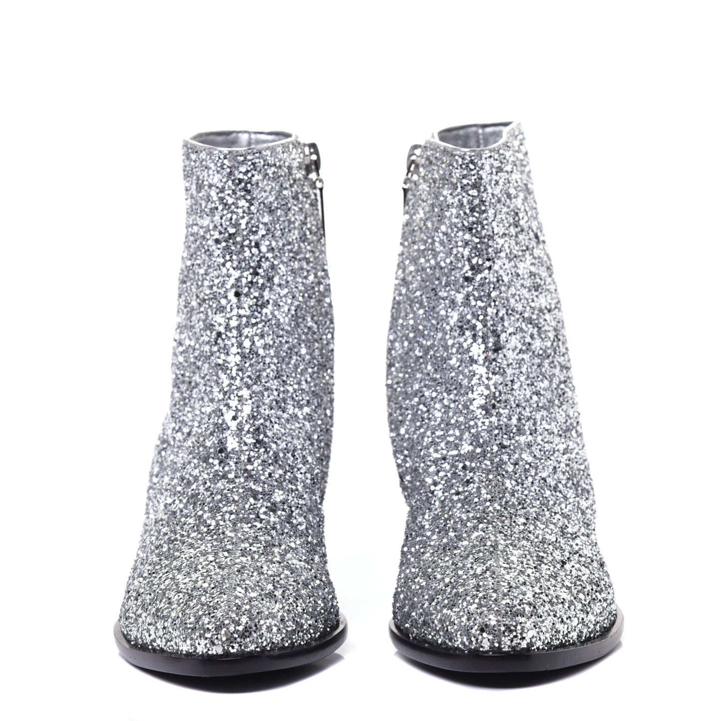Glitter Calfskin West 45 Boots 36 Silver