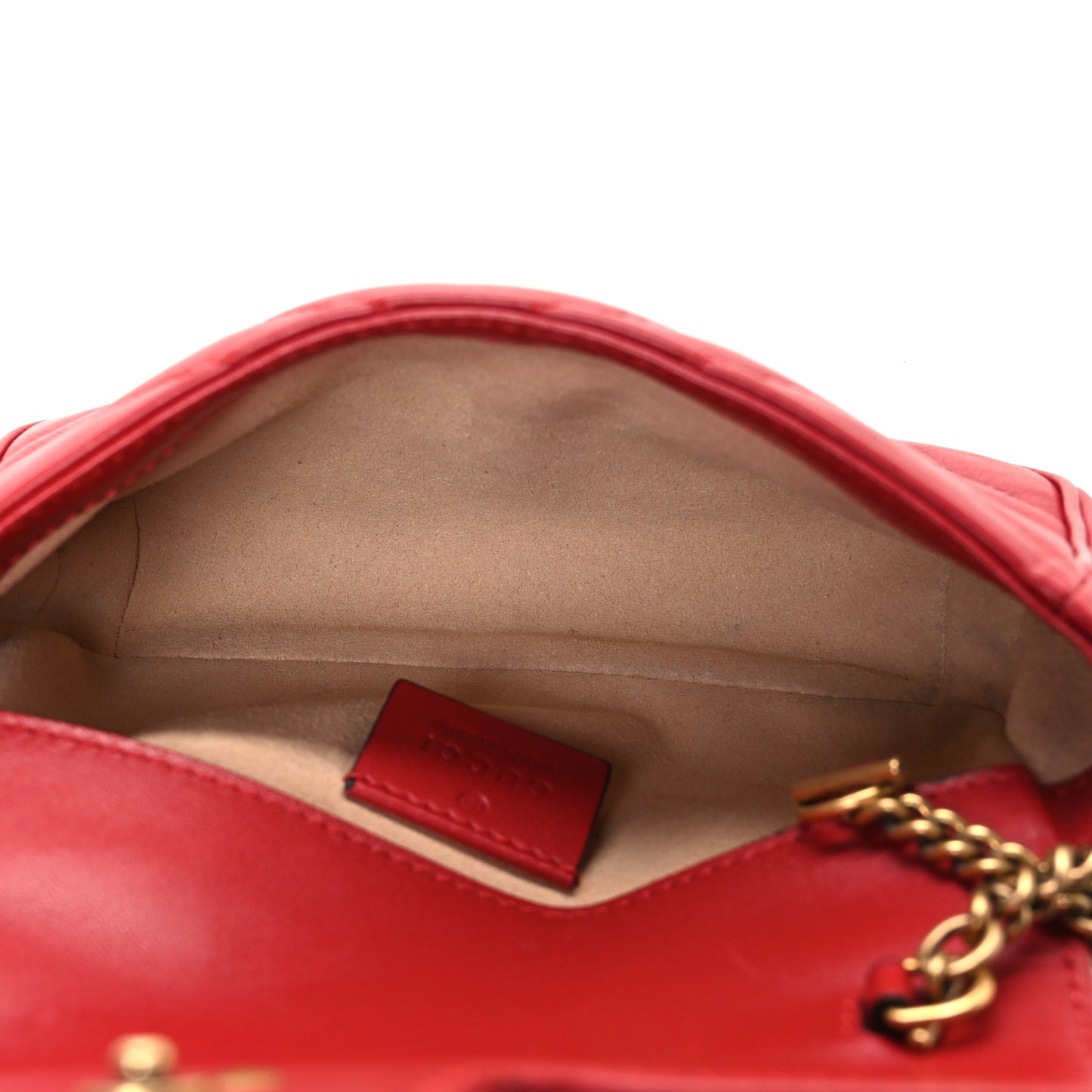 Calfskin Matelasse Super Mini GG Marmont Shoulder Bag Hibiscus Red
