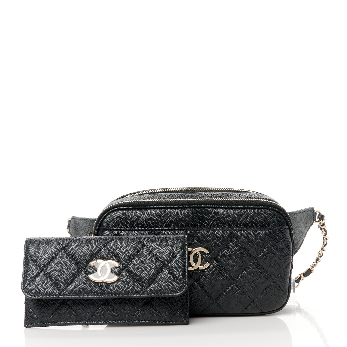 Caviar Quilted Waist Bag With Pouch Black