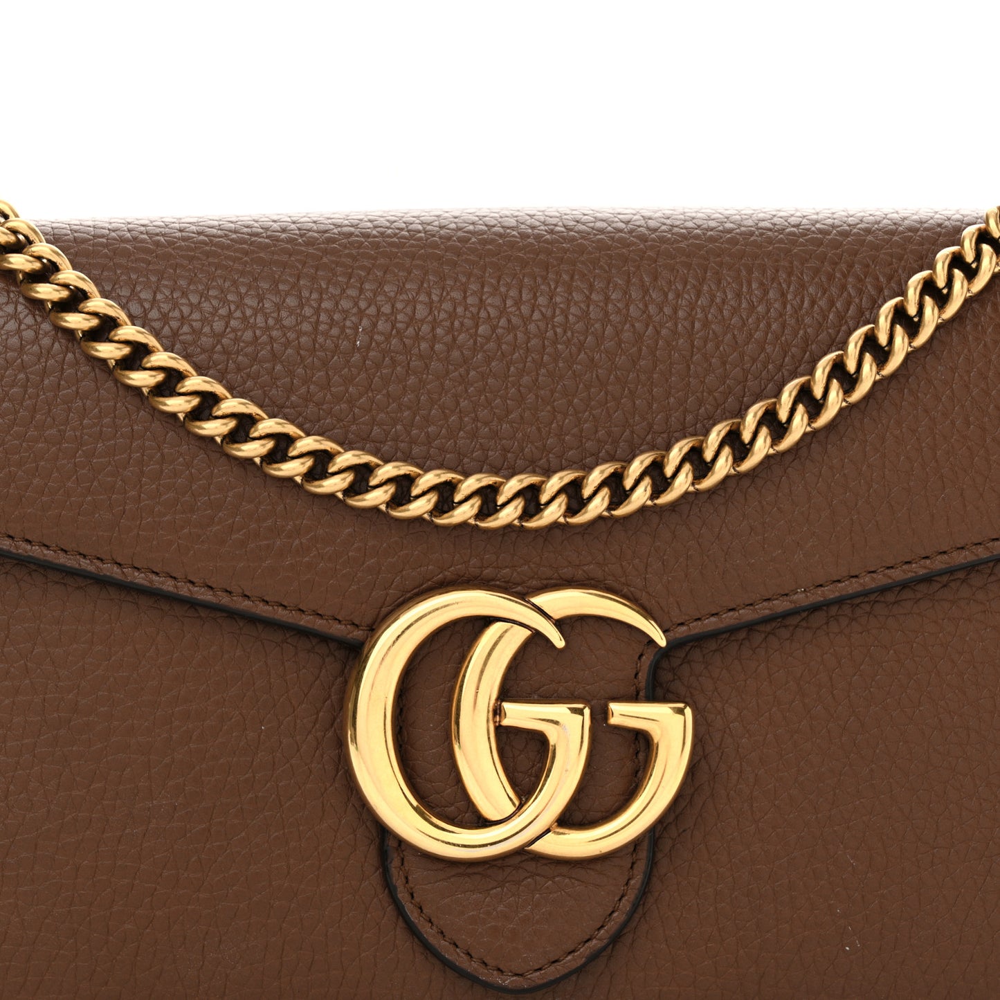 Cellarius Calfskin GG Marmont Chain Wallet Nut Brown