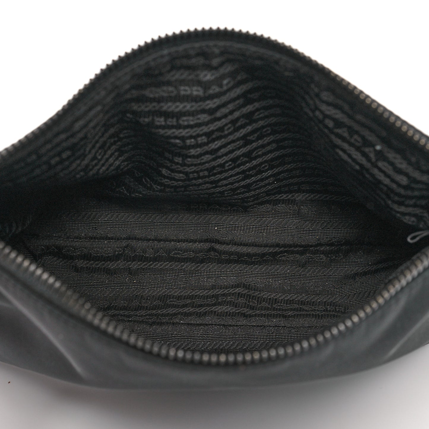 Re-Nylon Saffiano Pocket Zippered Shoulder Bag Black