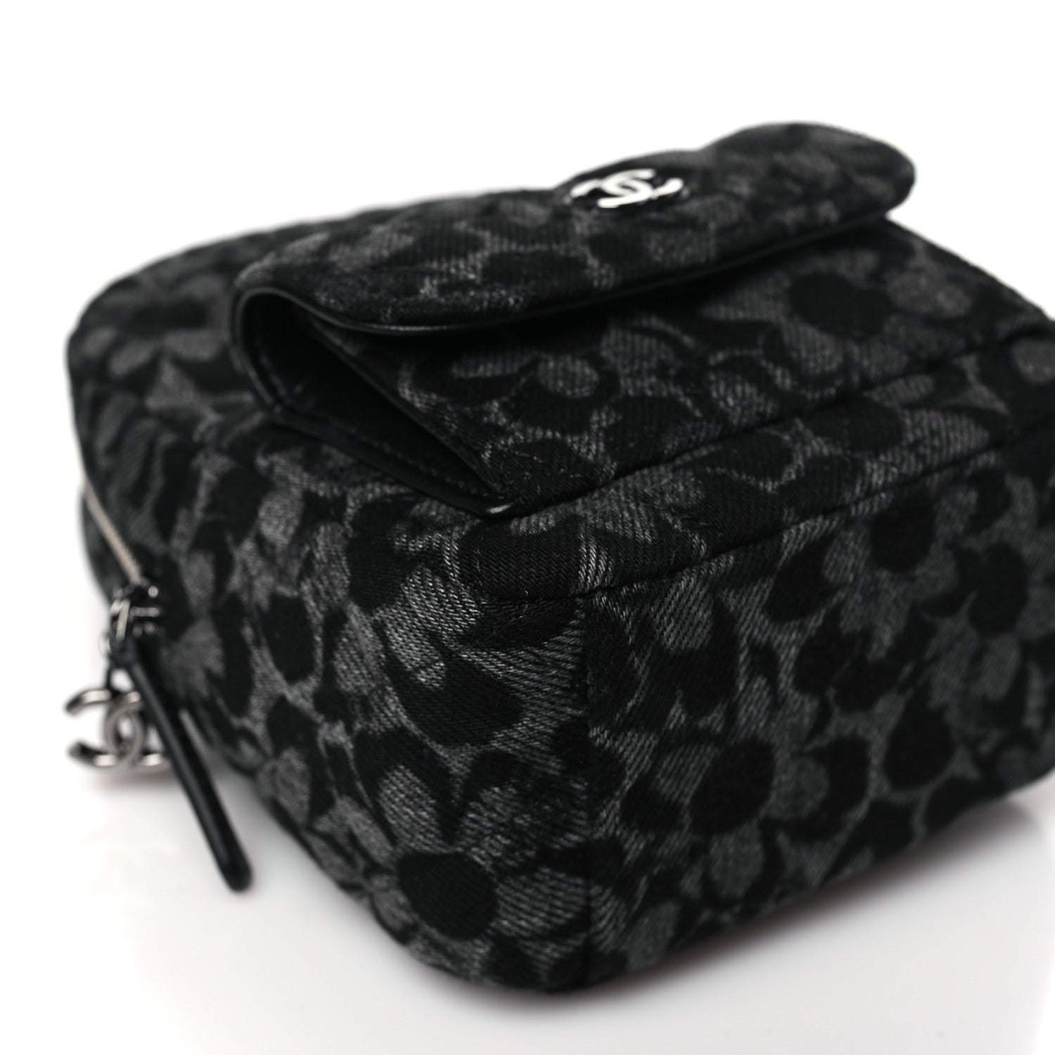 Chanel Denim Quilted Flower CC Mini Classic Backpack Black 9 of 11