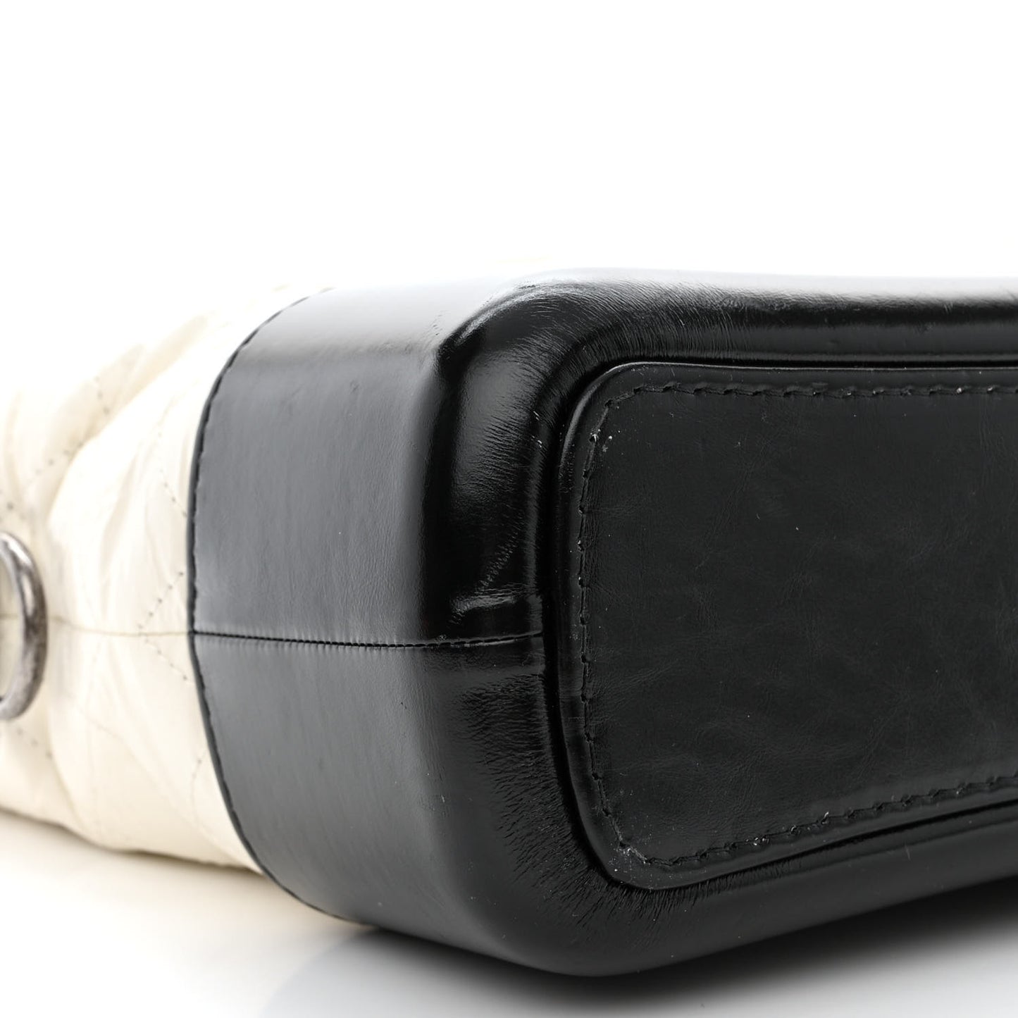 Aged Calfskin Quilted Medium Gabrielle Hobo Black White