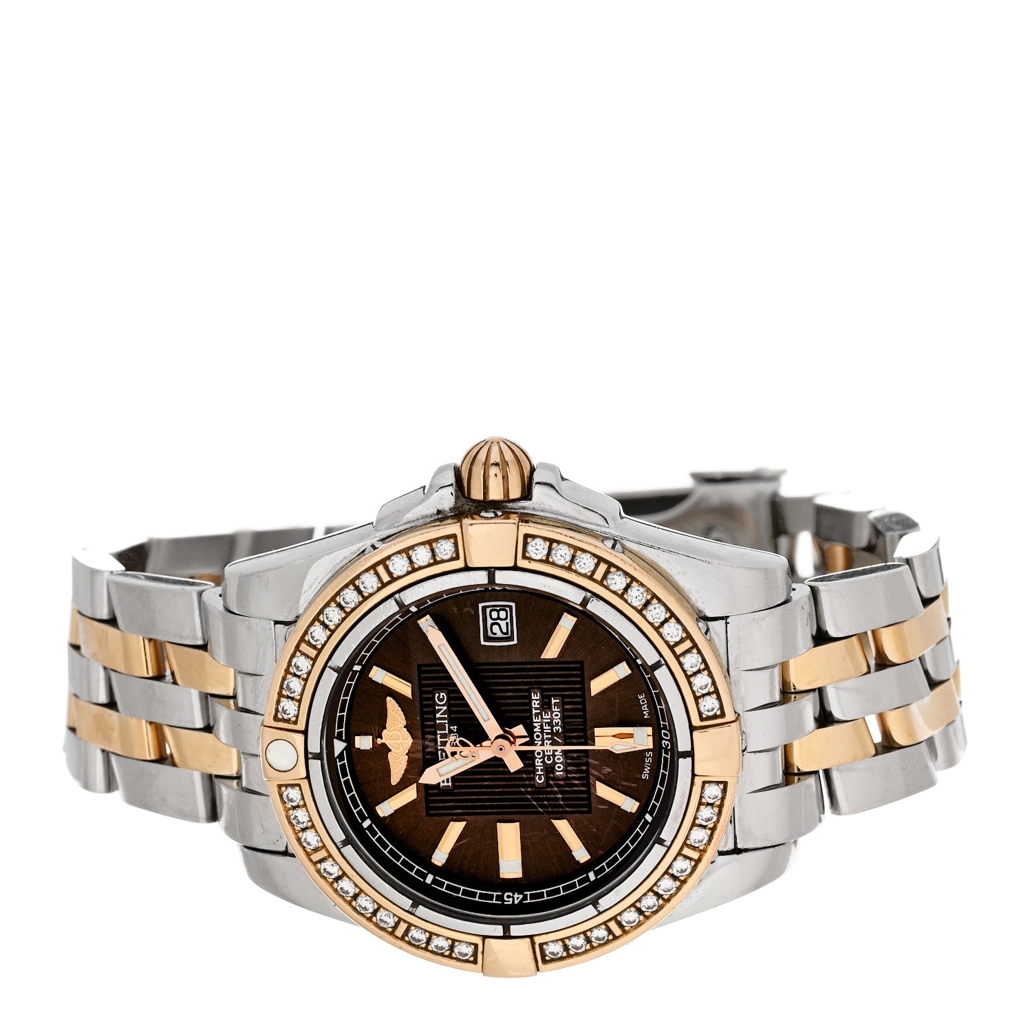 Breitling Stainless Steel 18K Rose Gold Diamond 32mm Galactic Quartz Watch Brown C71356LA/Q581 2 of 5