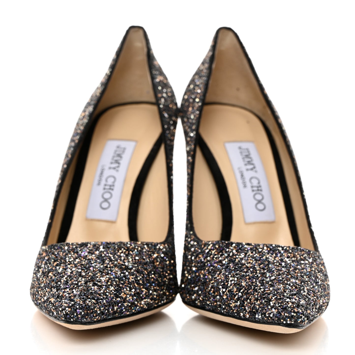 Coarse Glitter Degrade Pointy Toe Romy 100 Pumps 36 Black