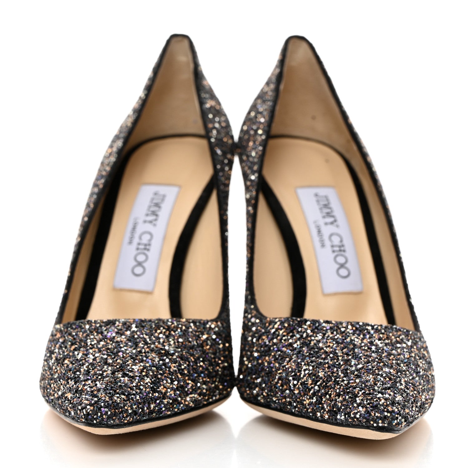 Jimmy Choo Coarse Glitter Degrade Pointy Toe Romy 100 Pumps 36 Black 2 of 7