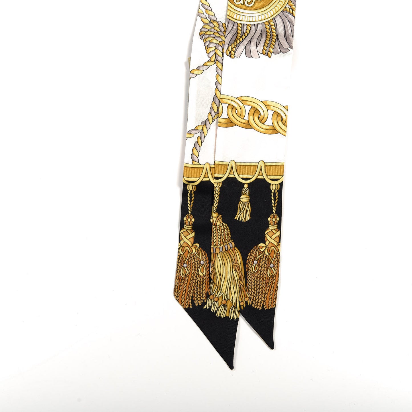 Silk Duck Chain Print Ribbon Scarf Gold