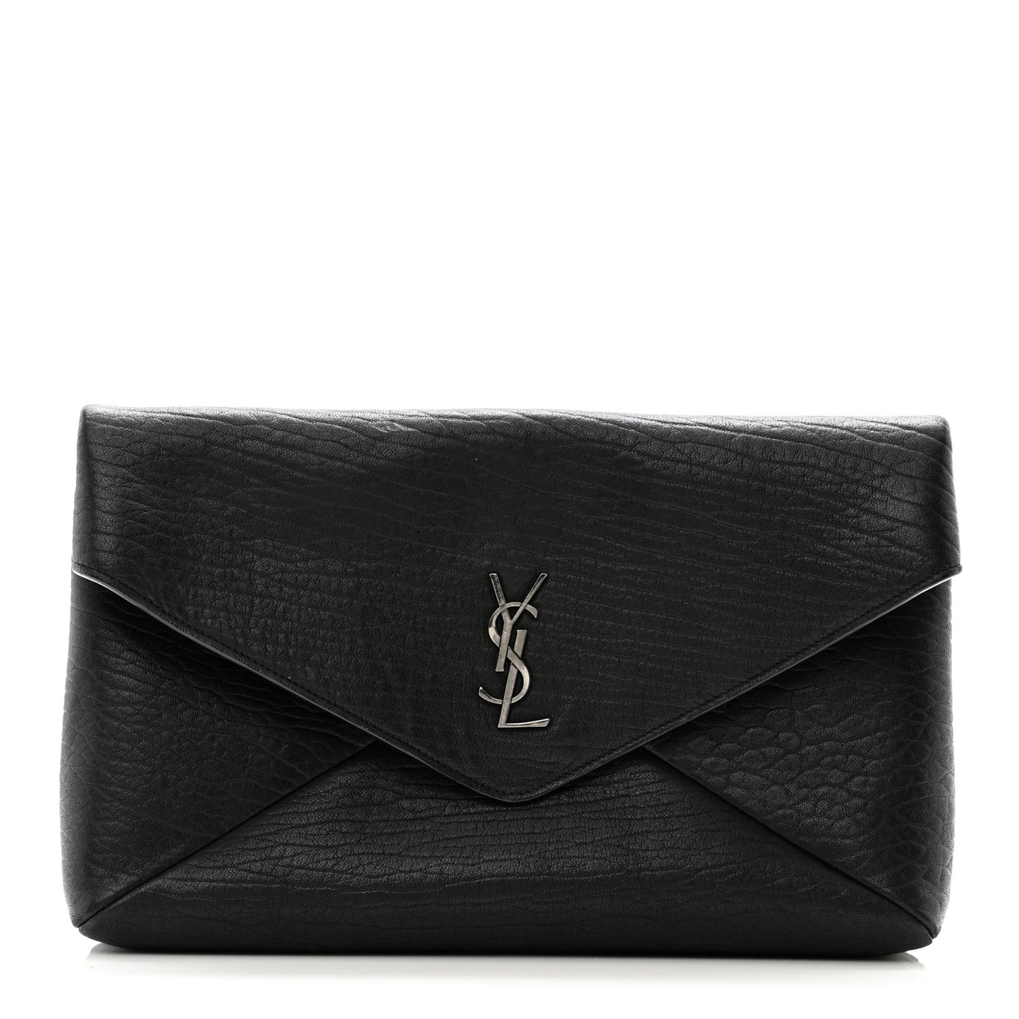 Grained Lambskin Small Cassandre Envelope Pouch Black