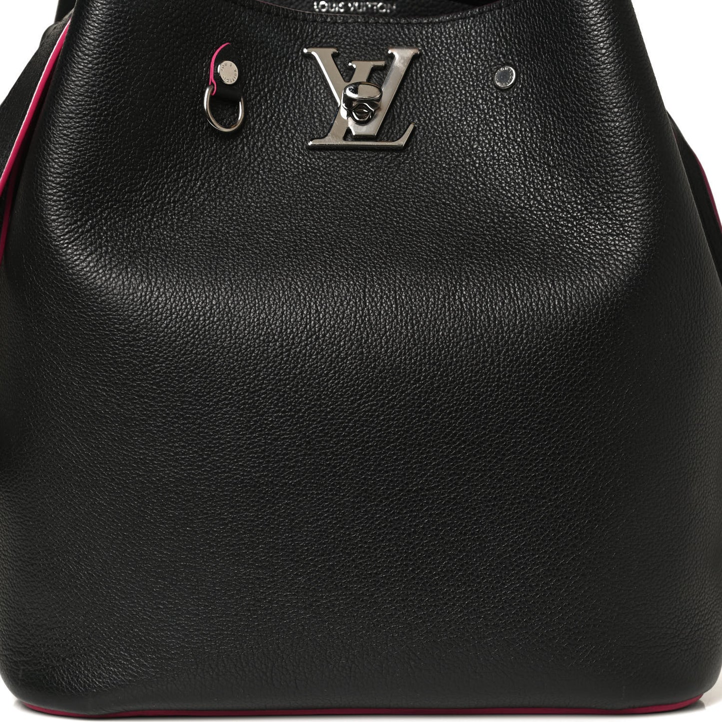 Calfskin Lockme Bucket Black