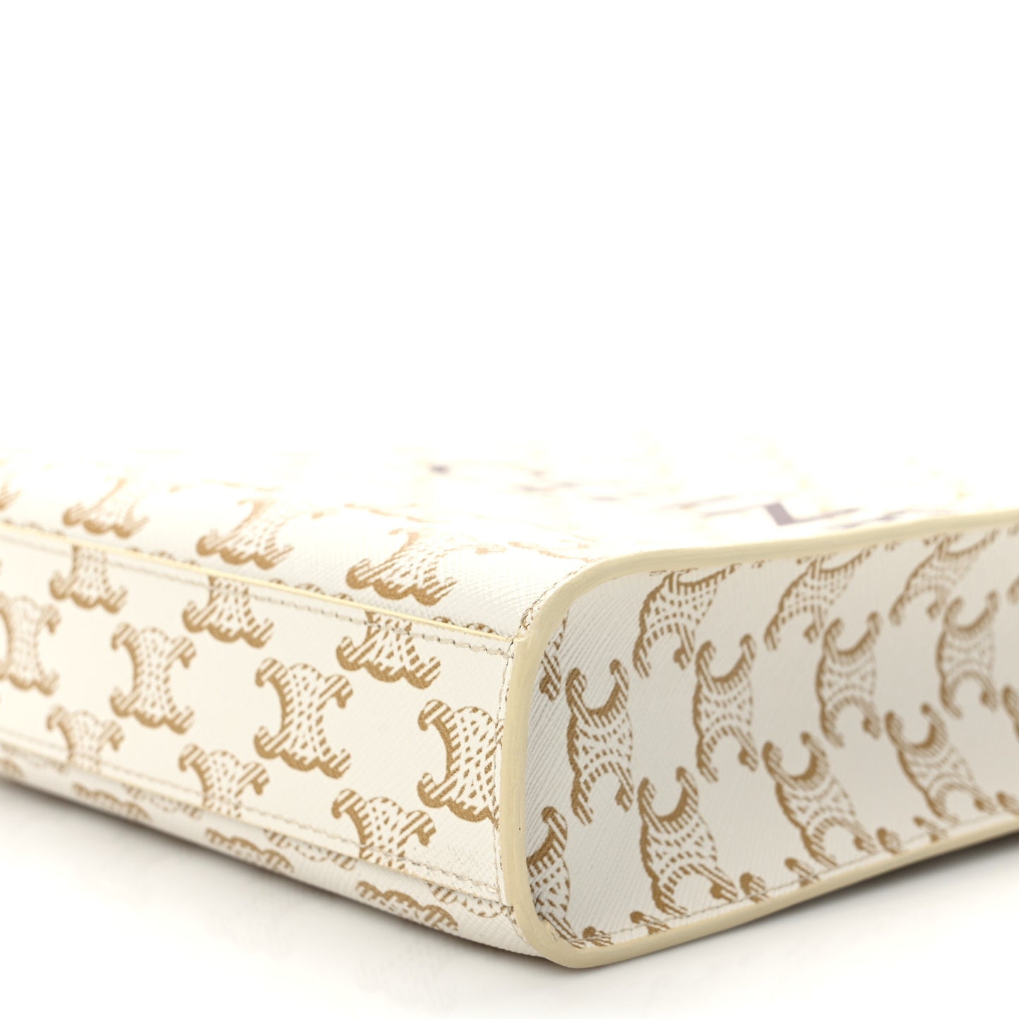 Triomphe Canvas Calfskin Mini Vertical Cabas White