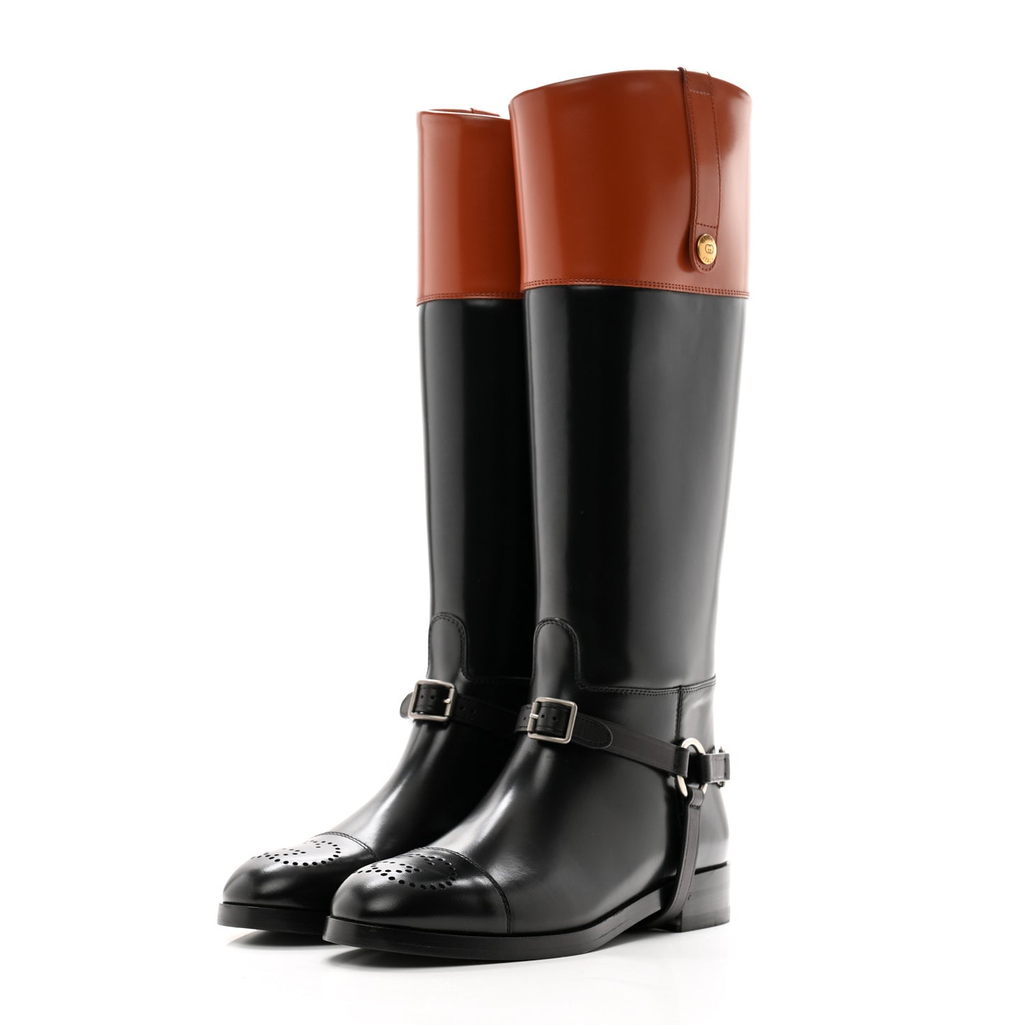 Calfskin Zelda Harness Riding Boots 39 Black Amber