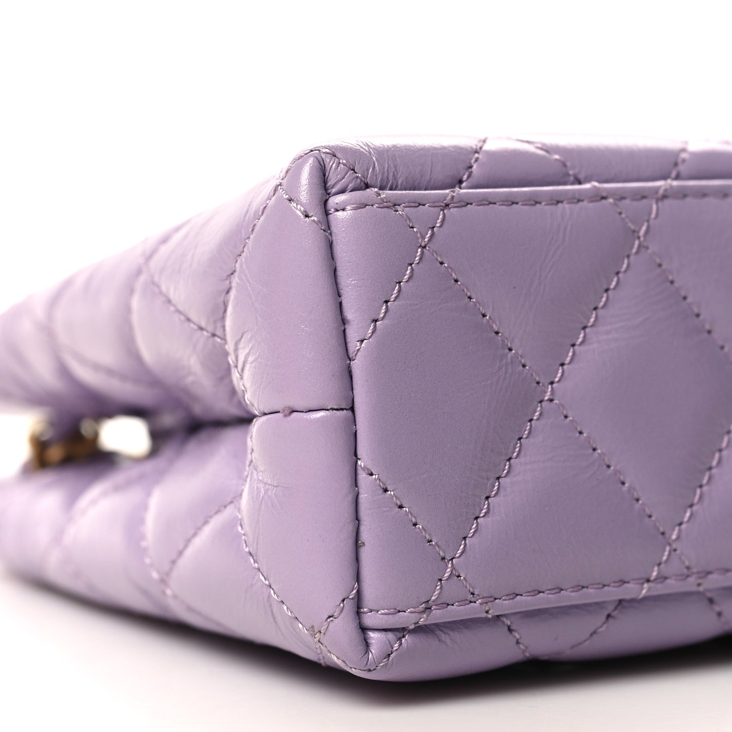 Shiny Aged Calfskin Quilted Nano Kelly Shopper Lilac