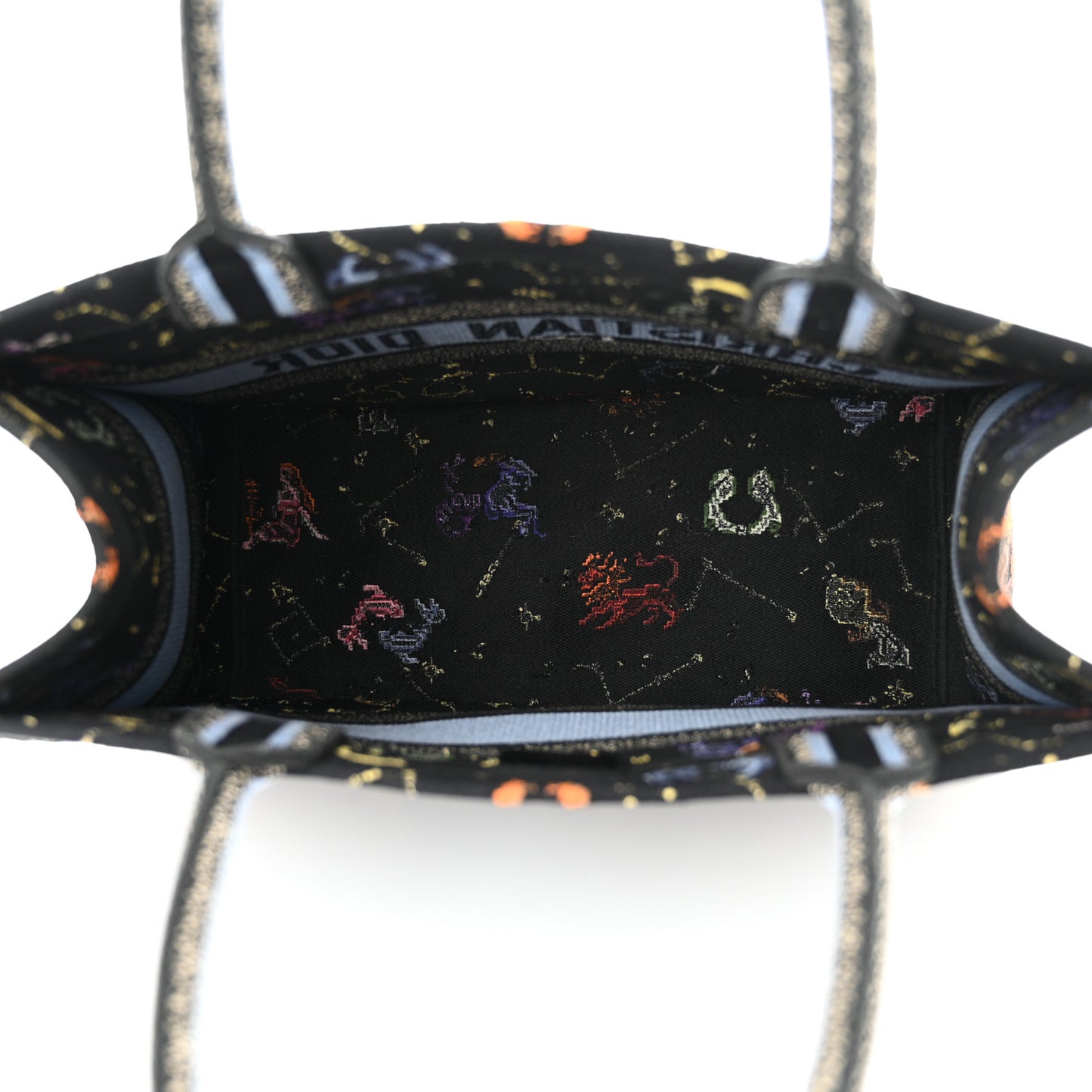 Canvas Embroidered Medium Pixel Zodiac Book Tote Black Multicolor