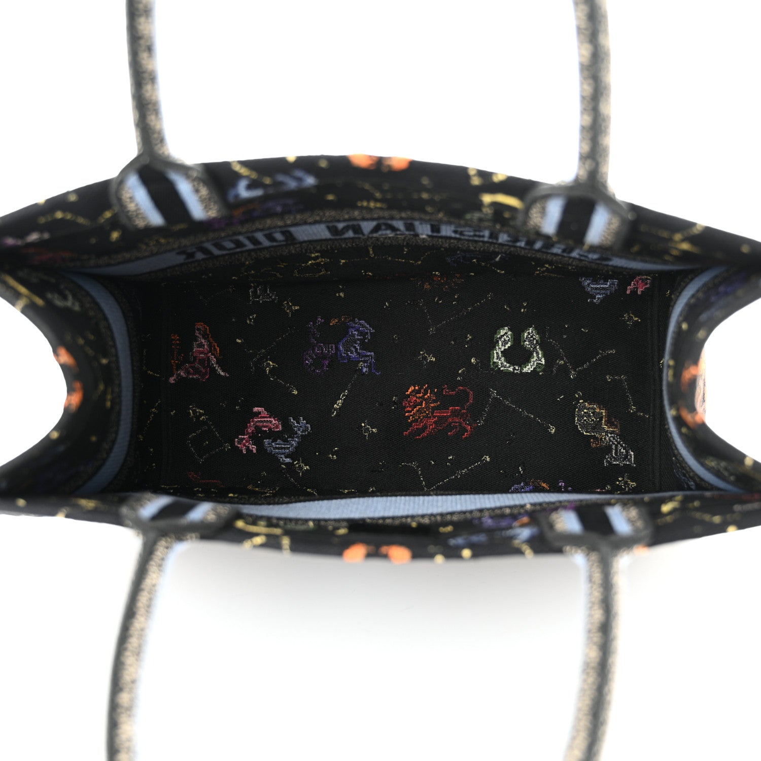 Christian Dior Canvas Embroidered Medium Pixel Zodiac Book Tote Black Multicolor 4 of 13