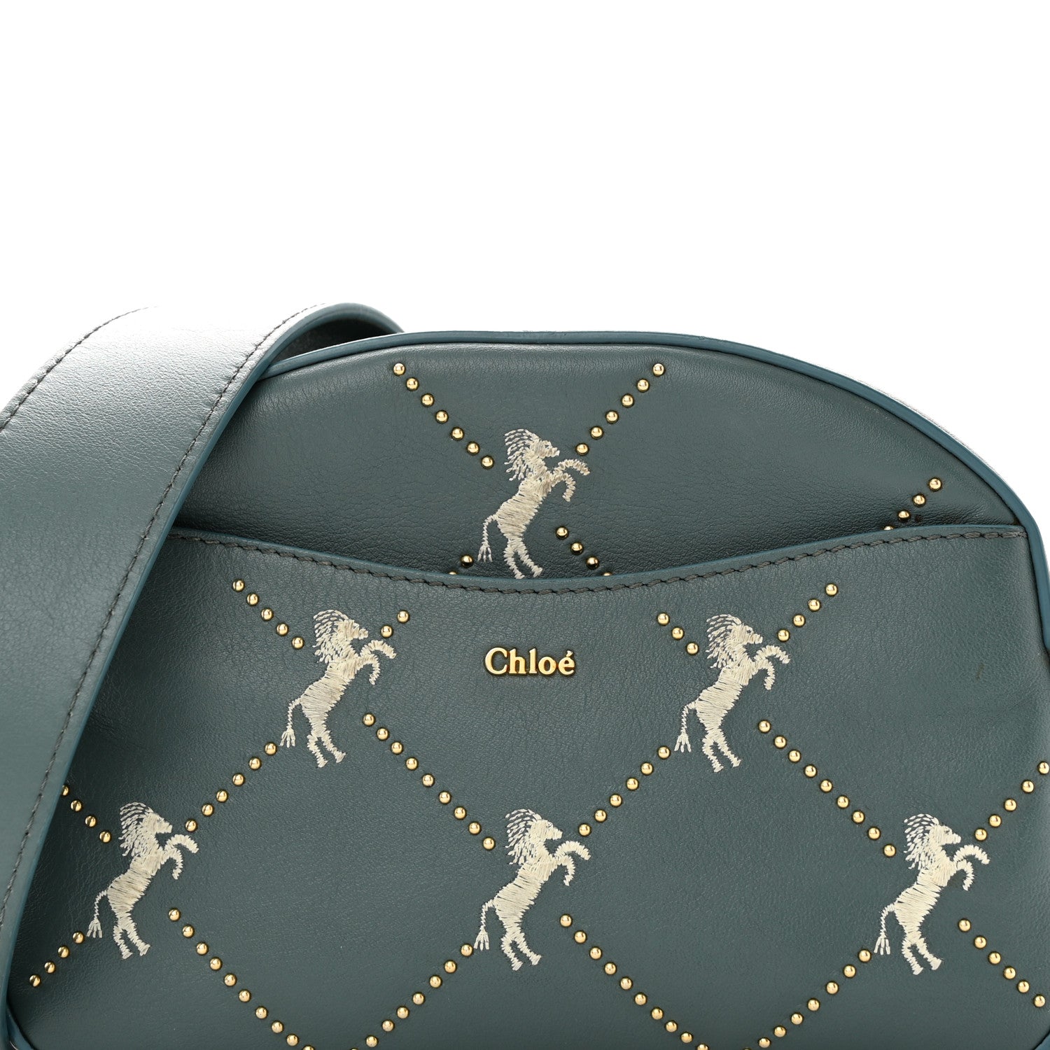 Chloe Smooth Calfskin Little Horses Embroidered Shoulder Bag Cloudy Blue 8 of 24