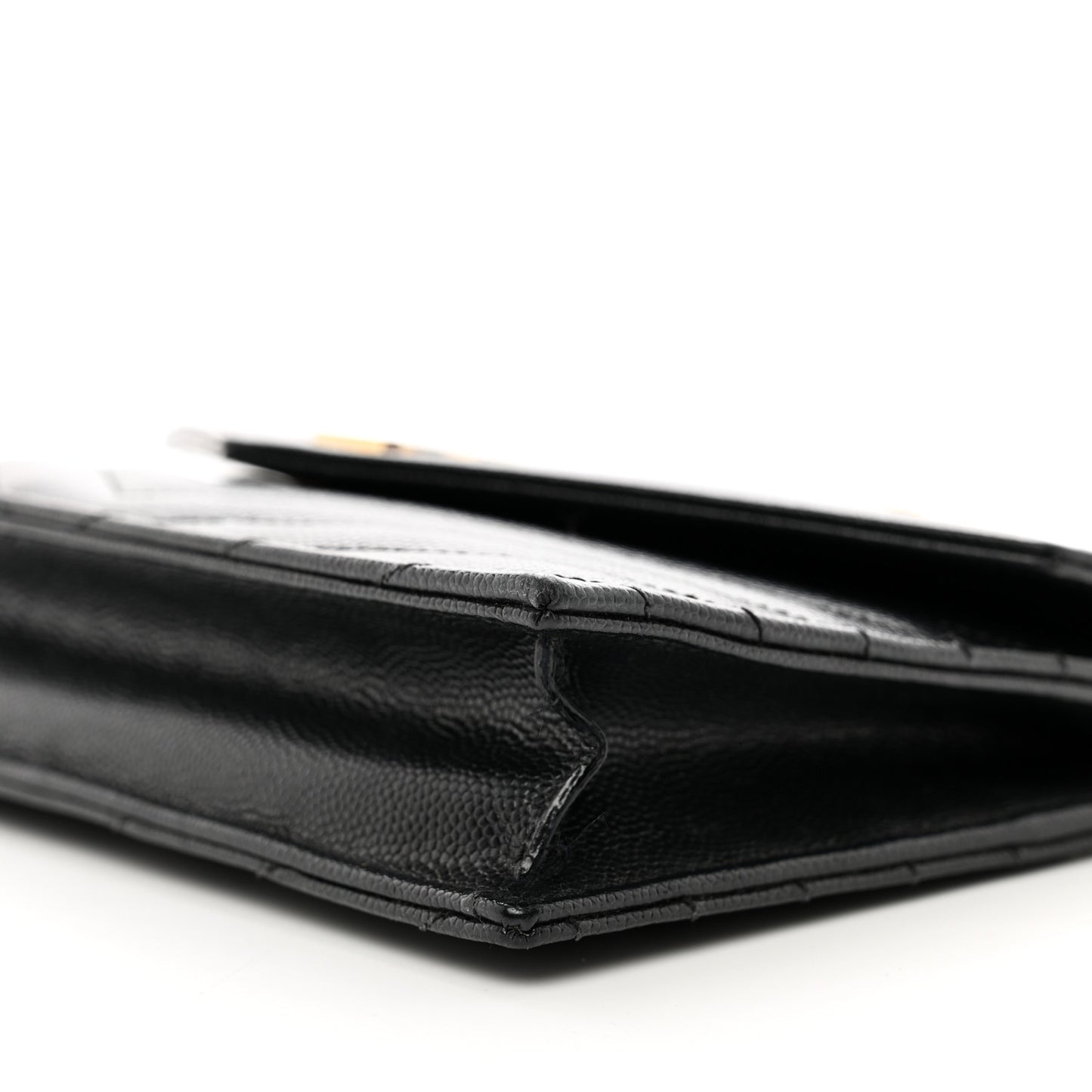 Grain De Poudre Matelasse Chevron Monogram Envelope Chain Wallet Black