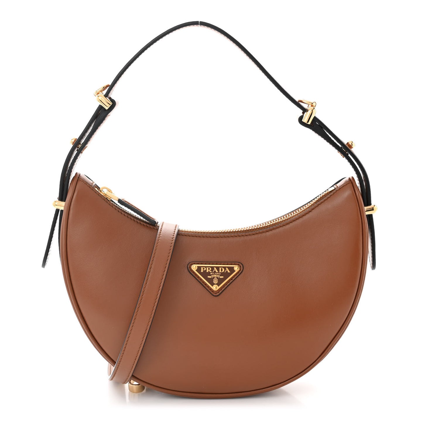 Soft Calfskin Arque Shoulder Bag Cognac