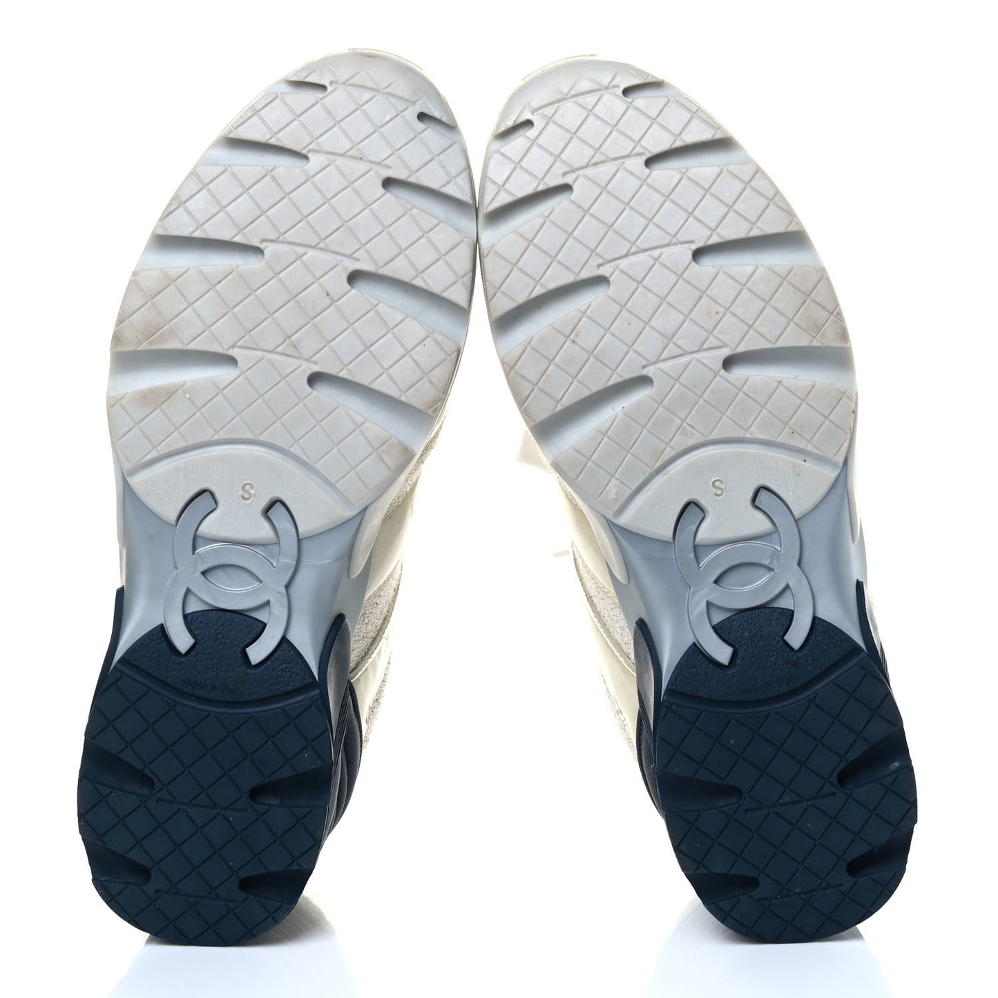 Iridescent Terry Cloth PVC Calfskin Sneakers 37.5 Silver