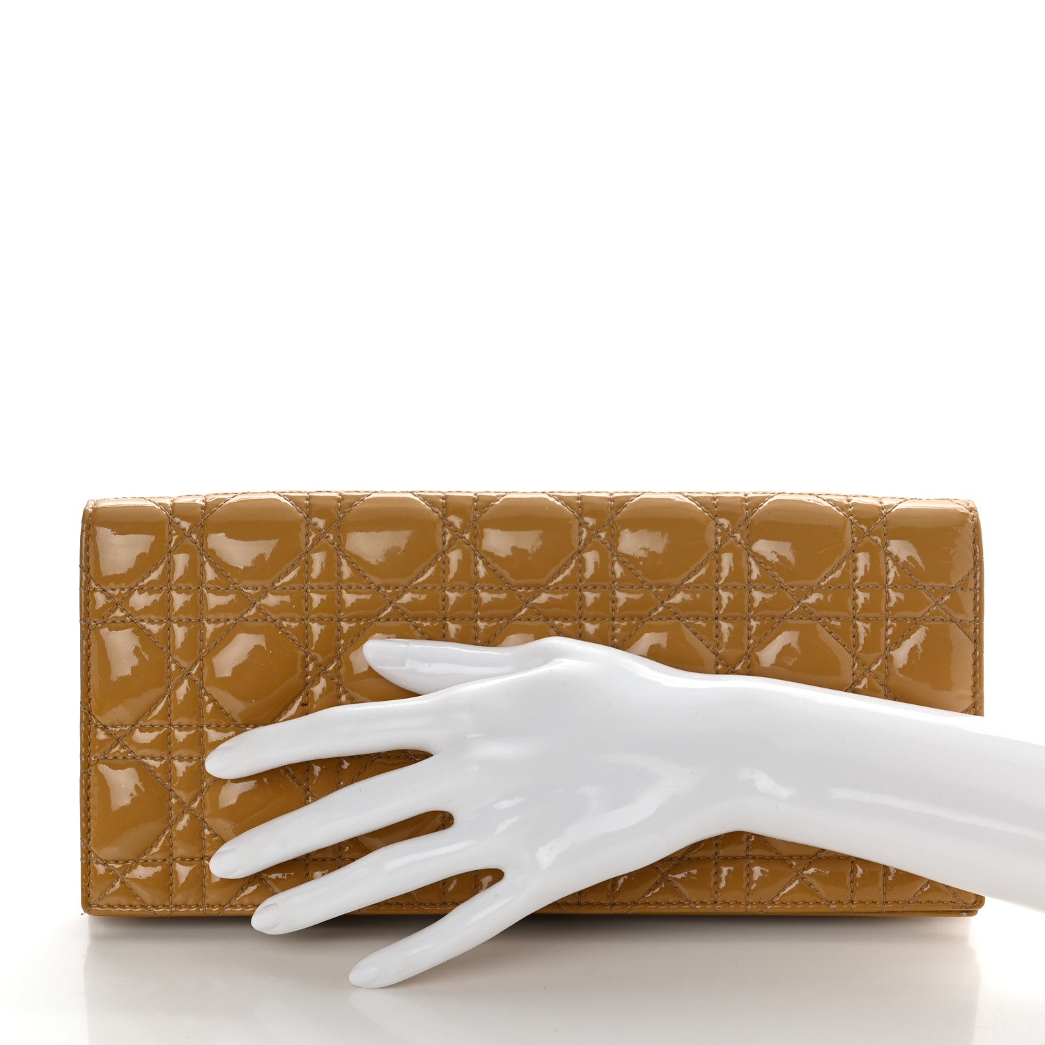 Christian Dior Patent Cannage Lady Dior Convertible Clutch Beige 2 of 10