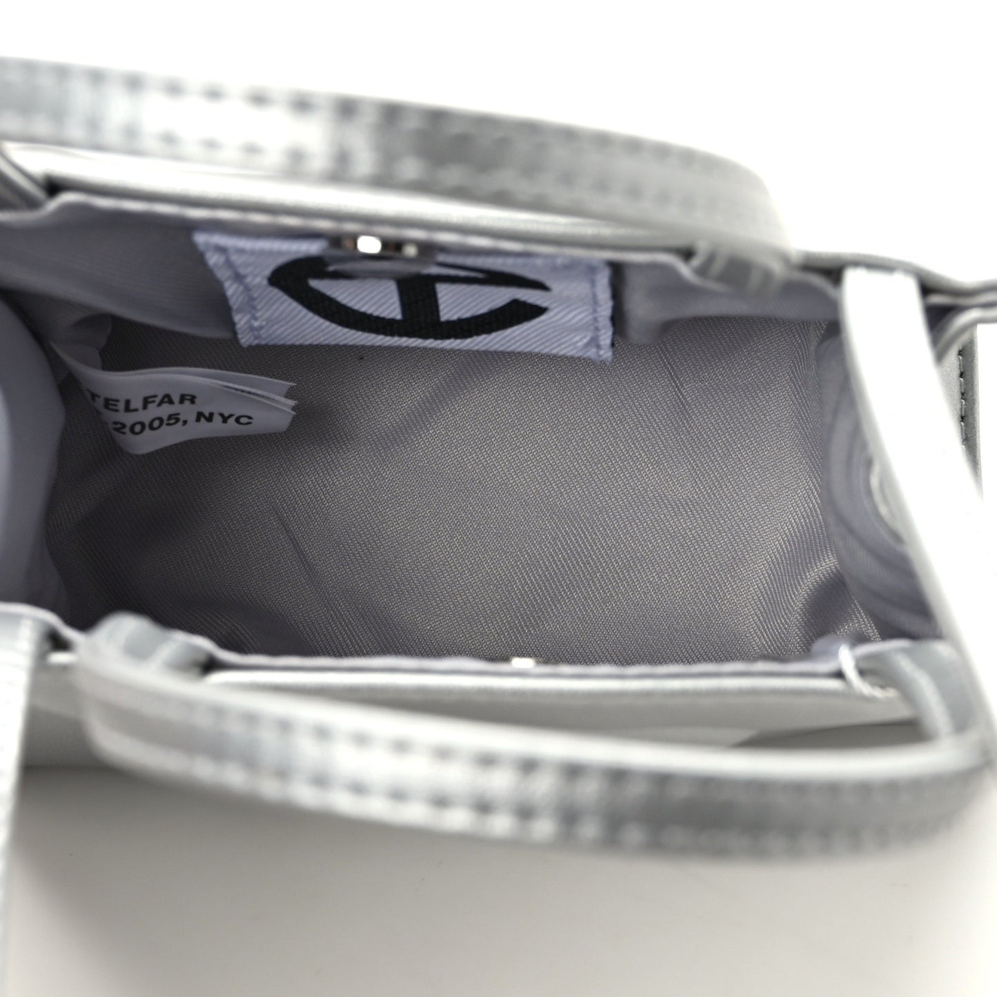 Metallic Vegan Leather Small Shopping Bag Silver