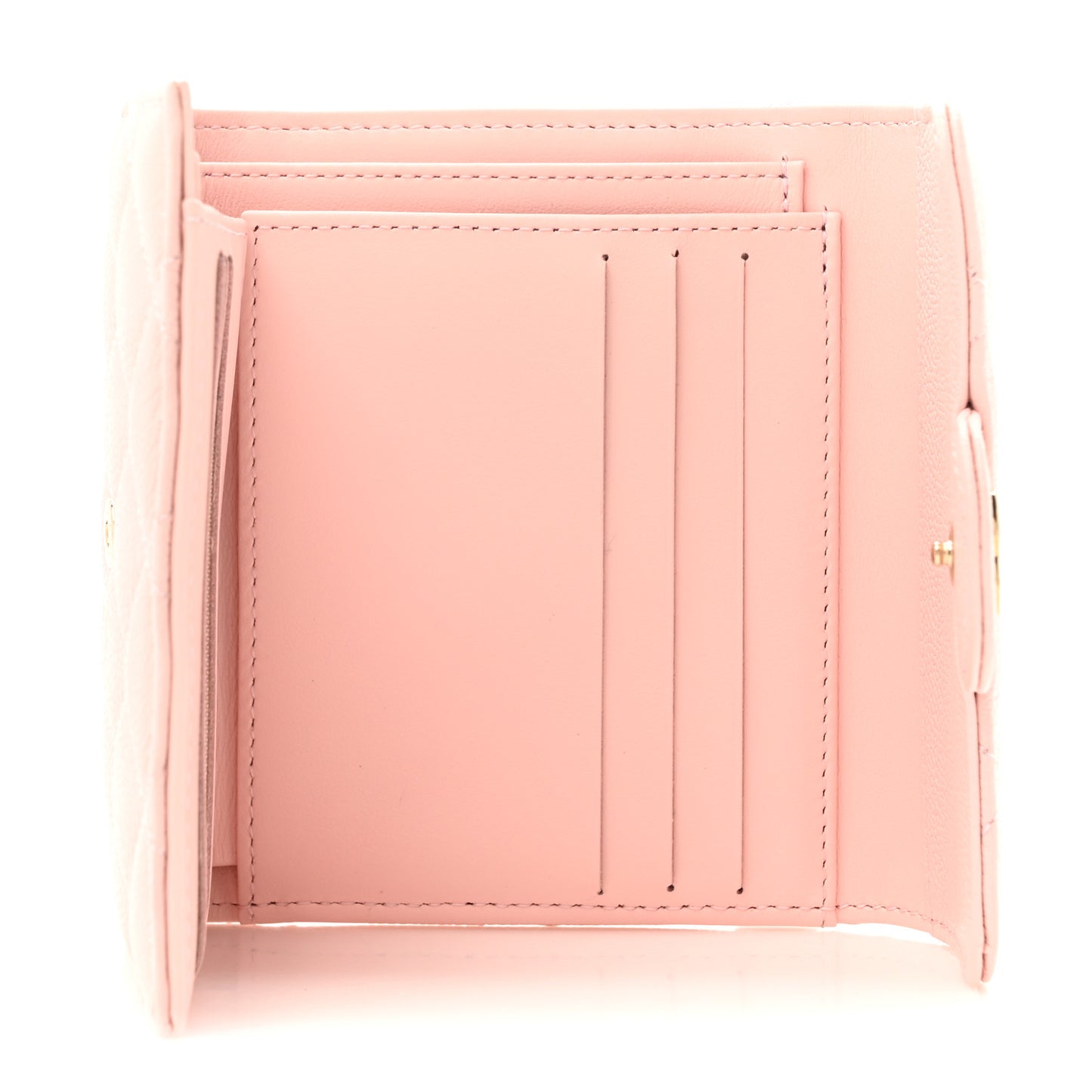 Caviar Quilted Compact Flap Wallet Light Pink
