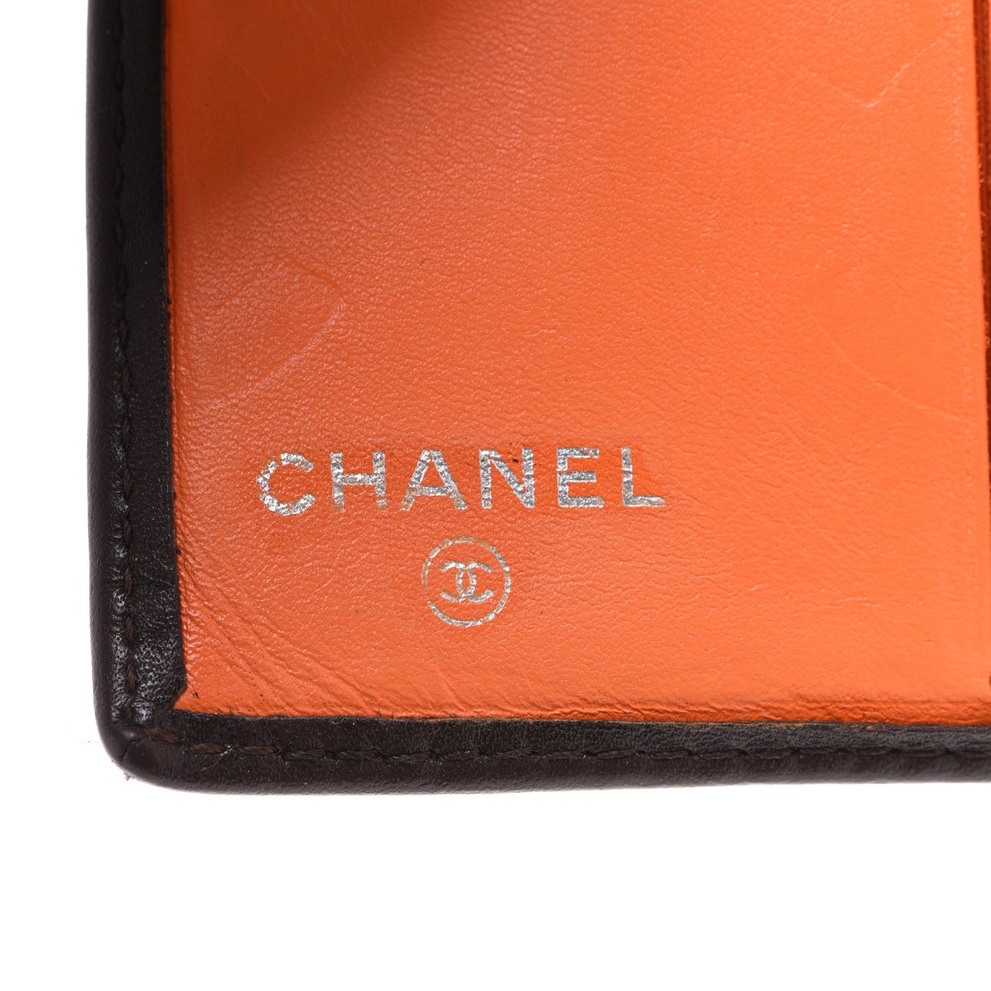 Calfskin Quilted Cambon Bi-fold Wallet Brown