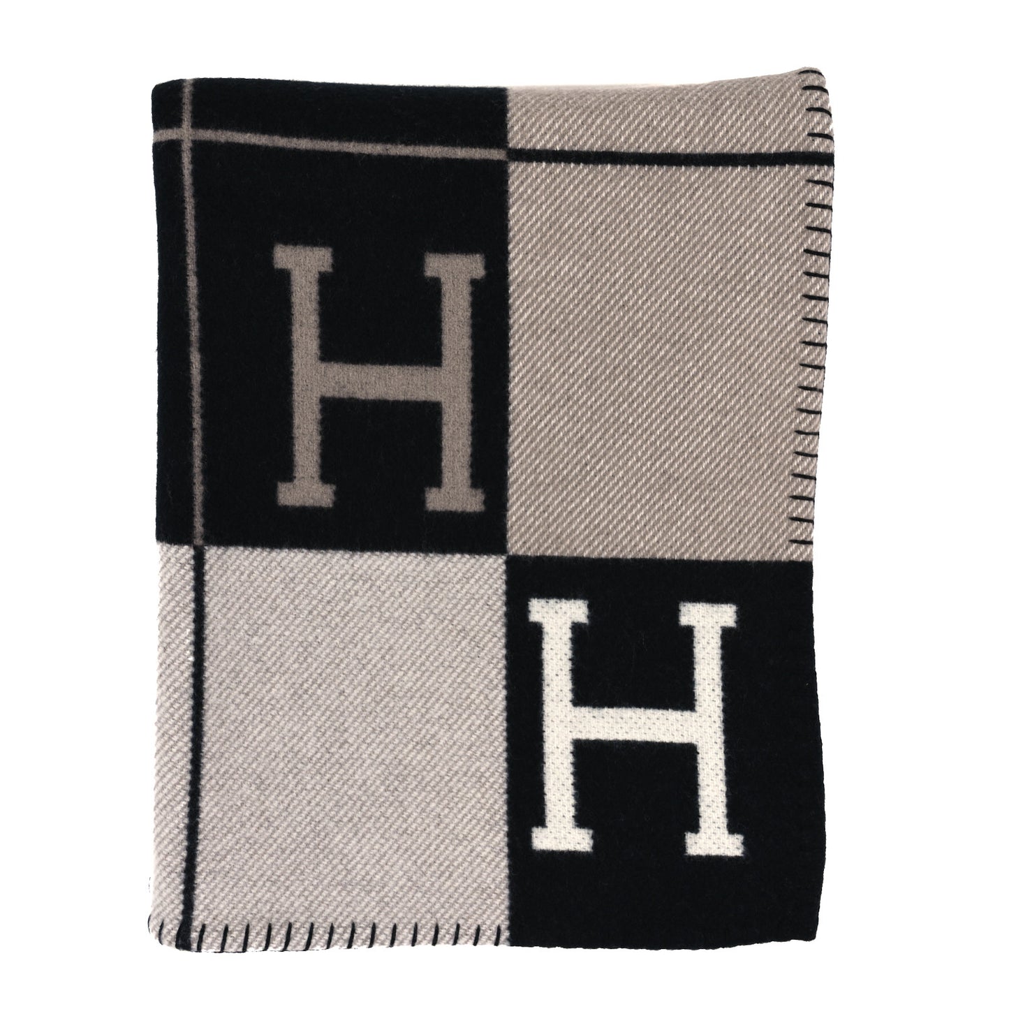 Wool Cashmere Avalon Blanket Ecru Gris Fonce