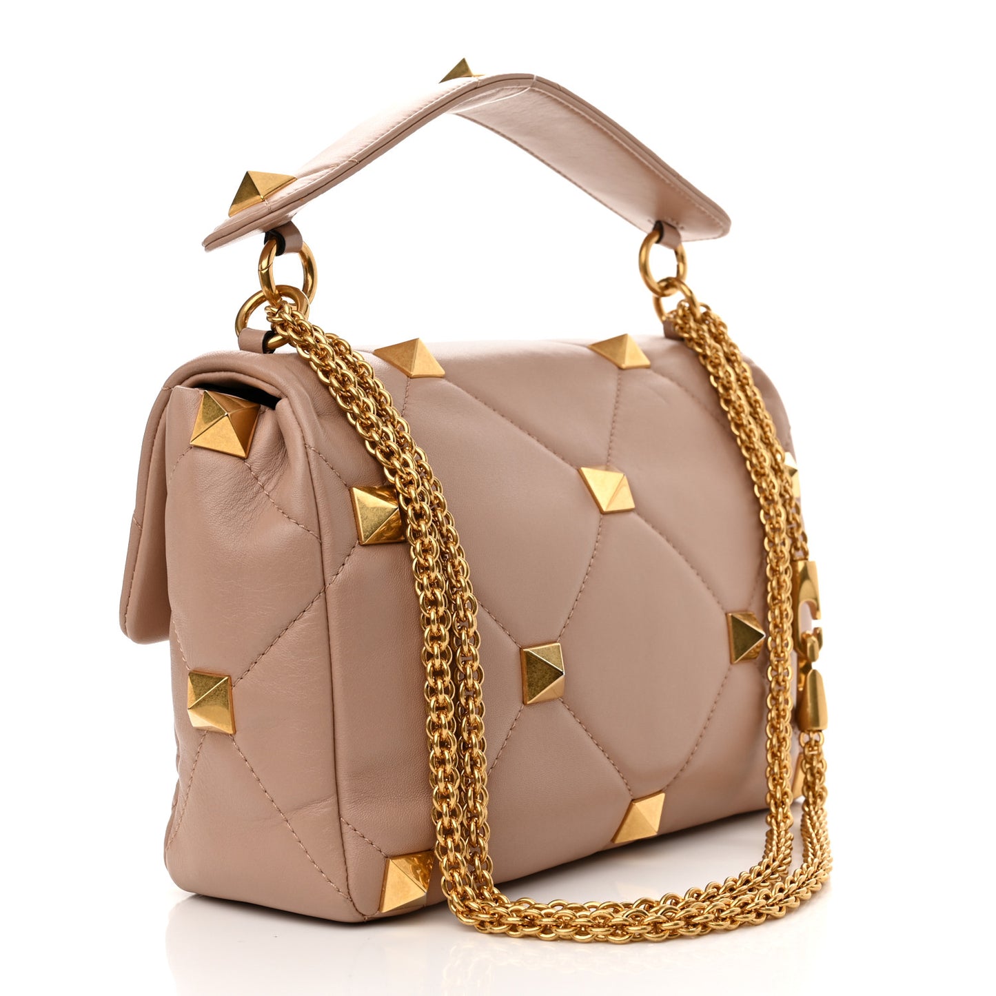 Nappa Large Roman Stud Shoulder Bag Rose Cannelle