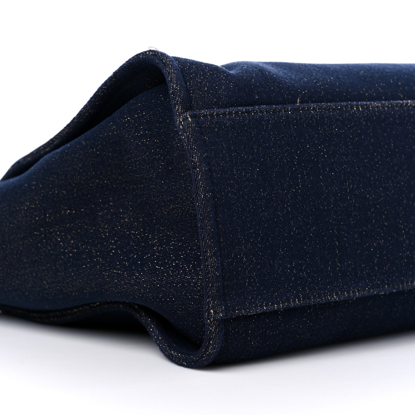 Lurex Canvas Medium Deauville Tote Navy Blue Gold