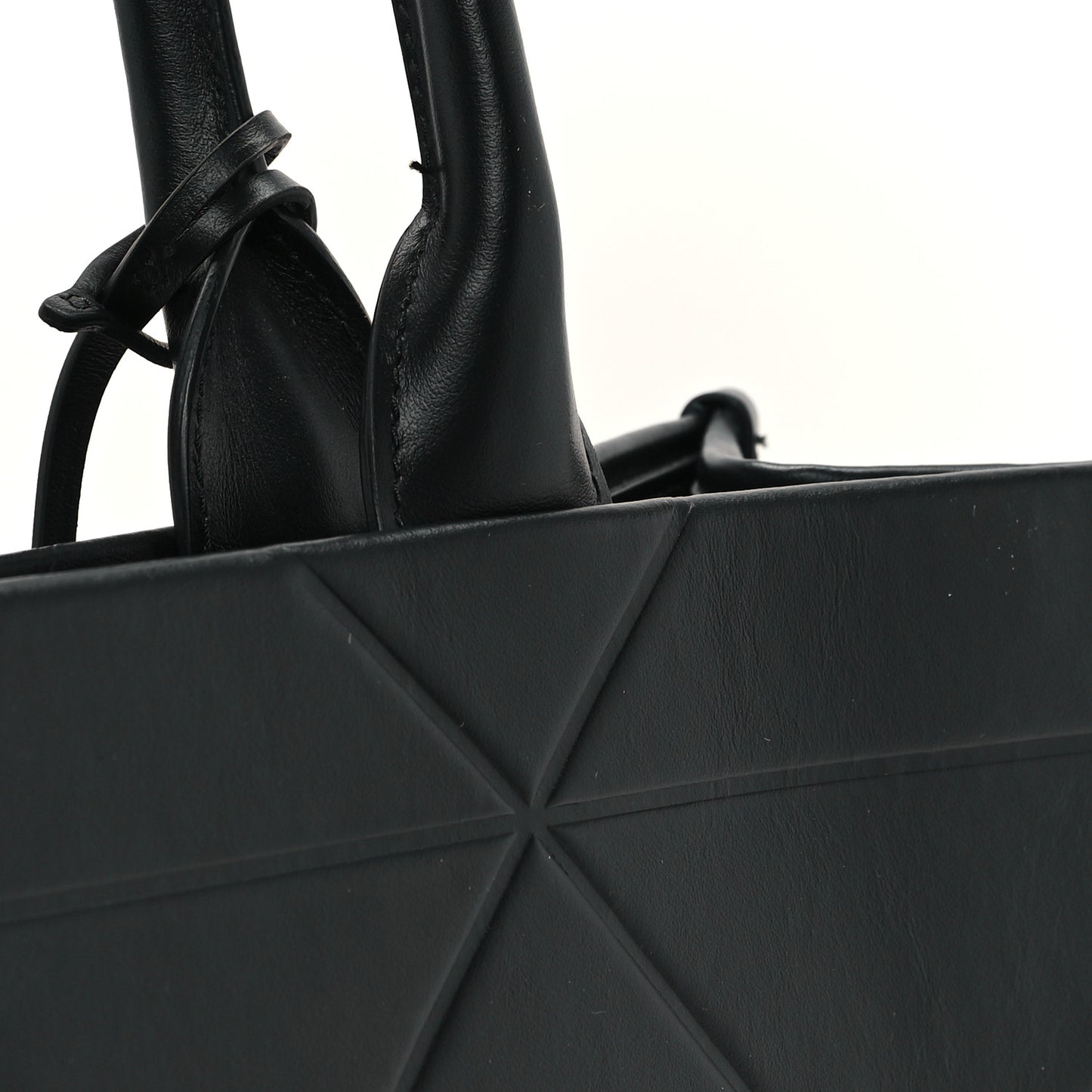 Soft Calfskin Triangolo Symbole Embossed Medium Tote Black