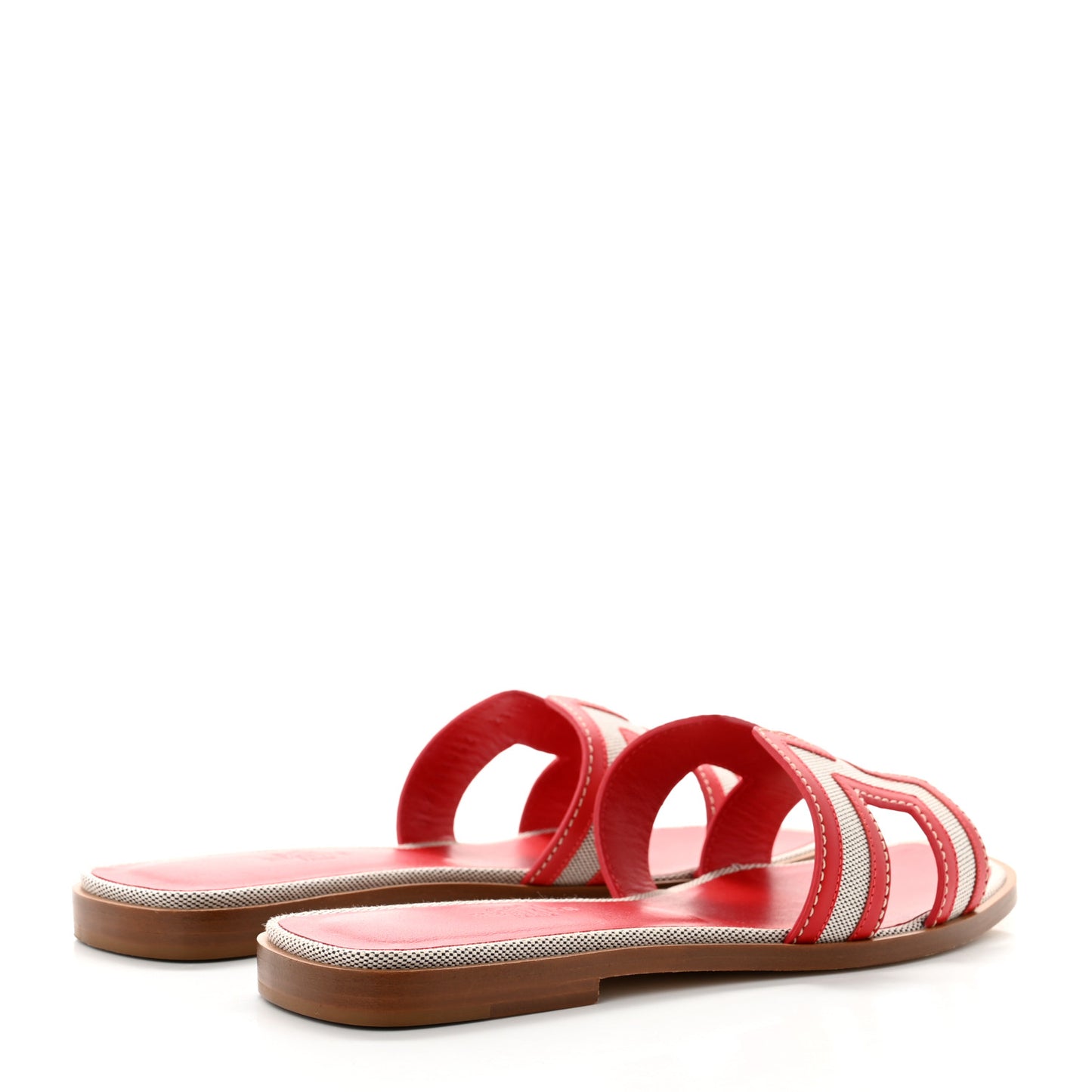 Canvas Calfskin Oran Sandals 37 Prunoir Rouge A Levre